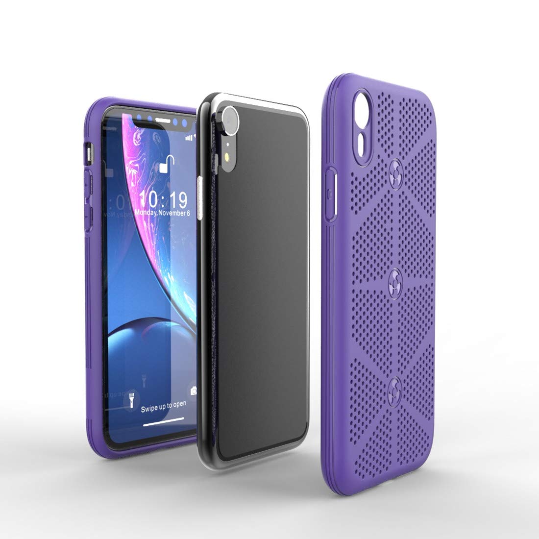 iPhone XR Cooling Phone Case (6.1 Inch 2018) - Breathable Heat Dissipation TPU Protective Cover - Purple | Perfect for Gaming, Outdoor Activities & Hot Weather Use