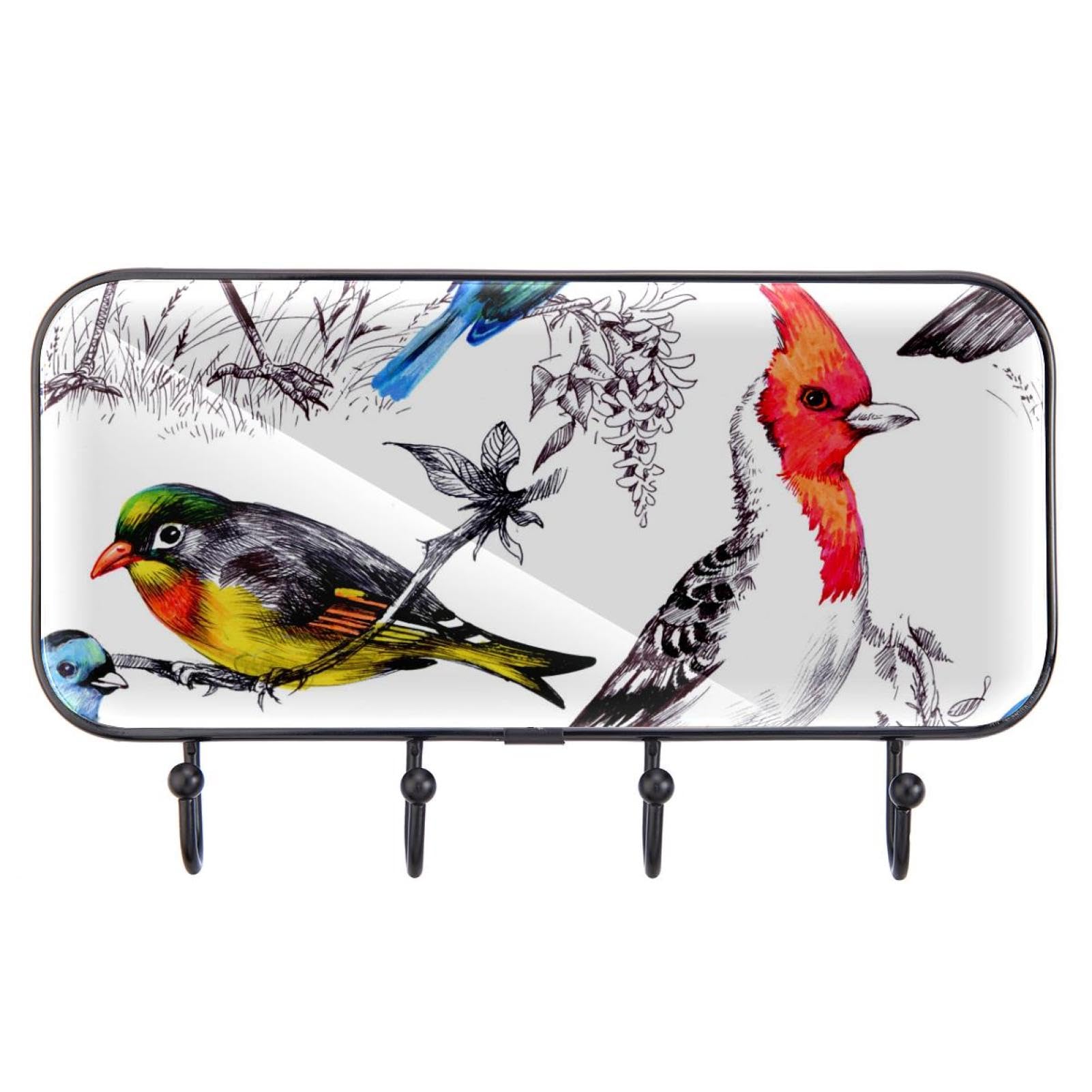 GIAPB Adhesive Wall Hooks for Hanging - Colorful Animal Bird Design - Perfect for Home, Office, Dorm & Bathroom Organization