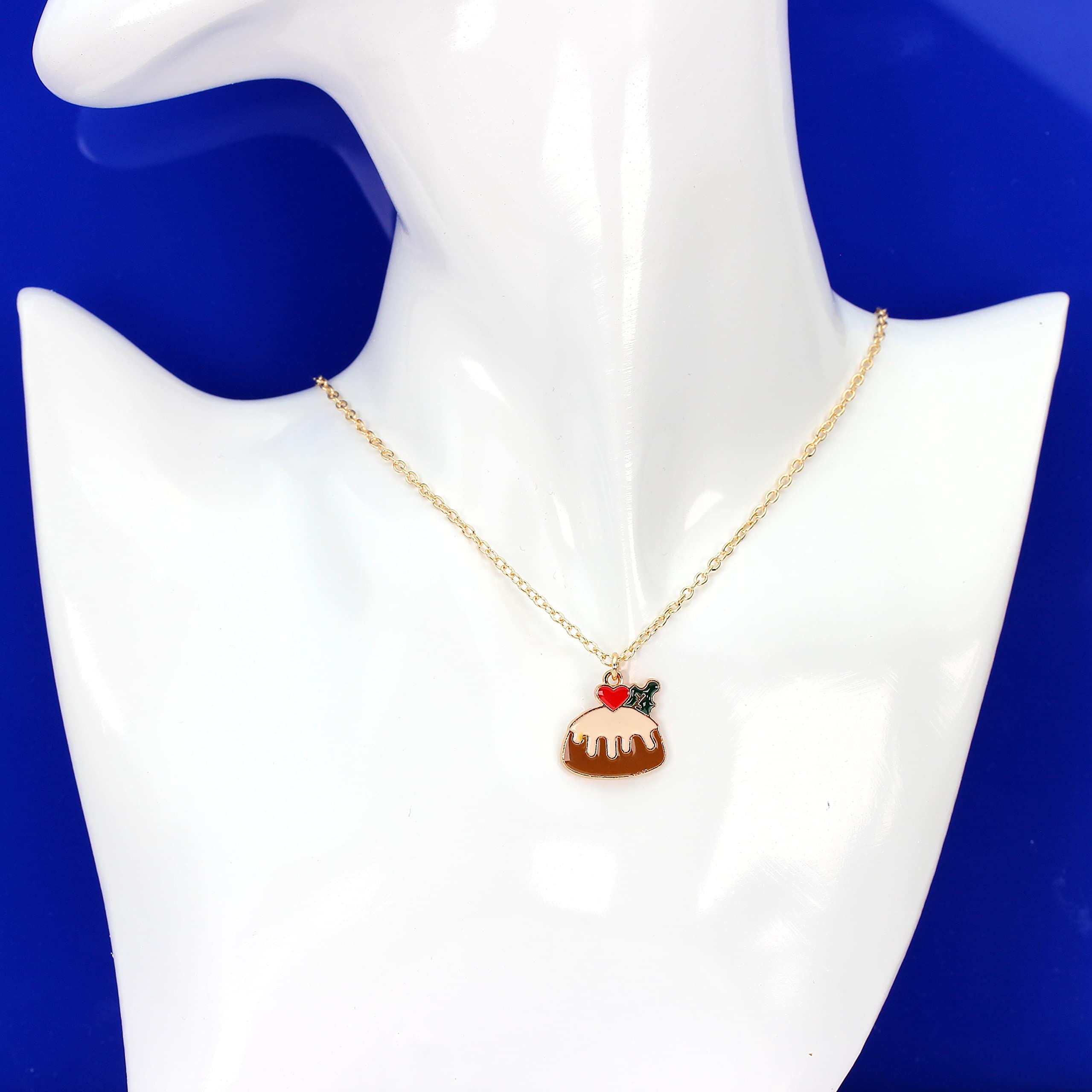 Bluebubble Christmas Pudding Cake Charm Necklace - Elegant Holiday Jewelry Gift for Women, Perfect for Christmas Party & Festive Celebrations