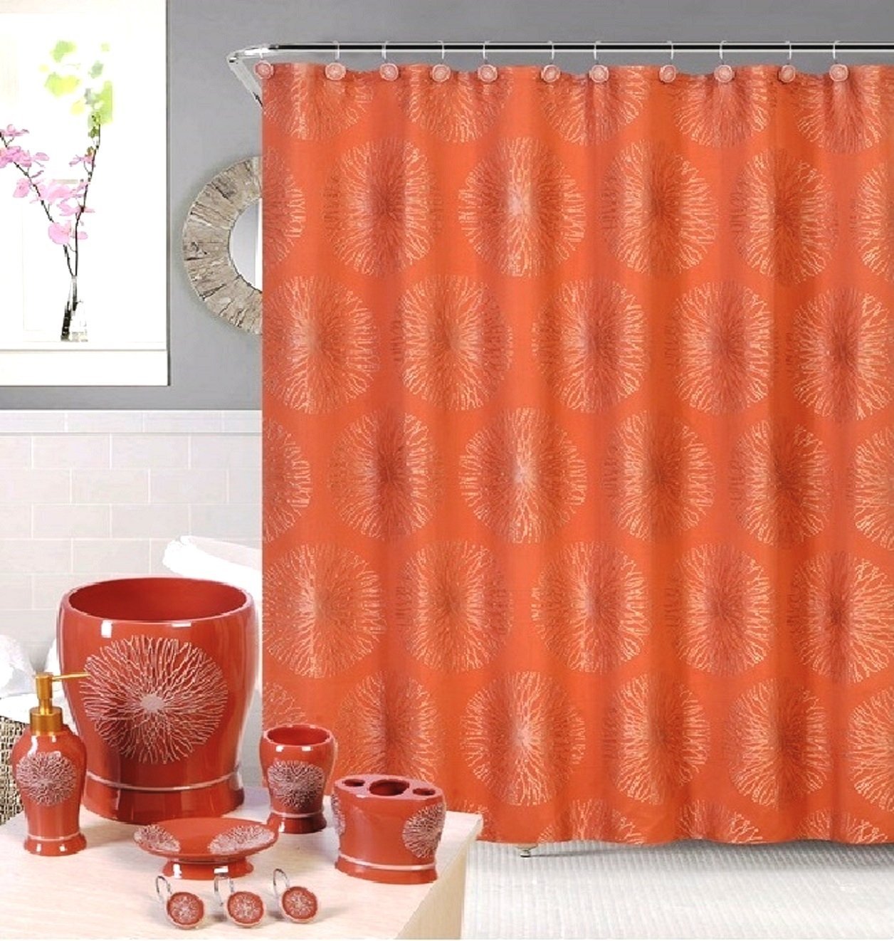 BH Home Galaxy Rust Fabric Shower Curtain - 100% Polyester Waterproof Bathroom Decor for Space Theme - Perfect for Kids' Rooms, Dorms & Modern Bathrooms