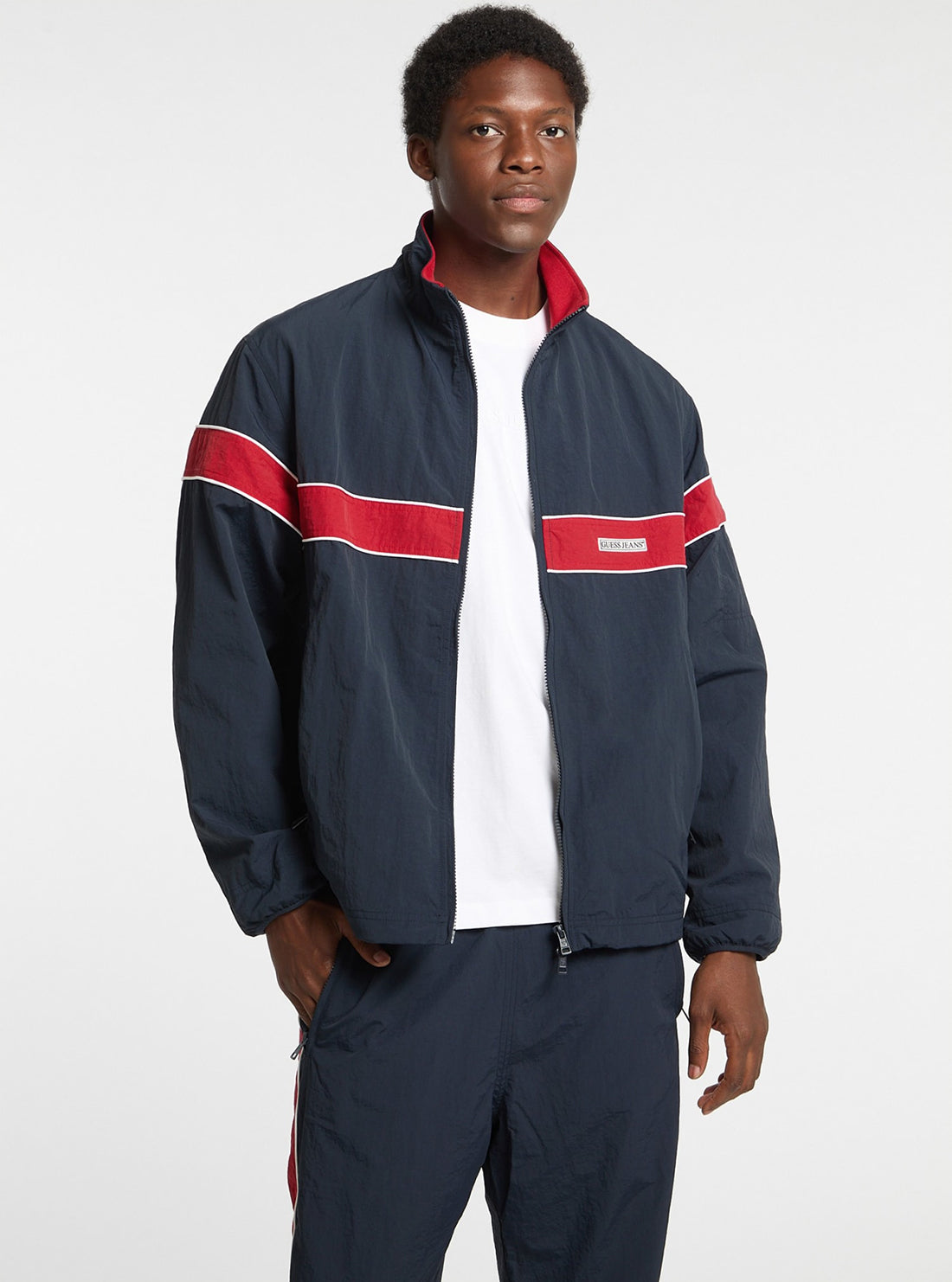 Guess Women's Navy Blue Windbreaker Jacket - Lightweight Water-Resistant Outerwear for Hiking, Travel & Casual Wear