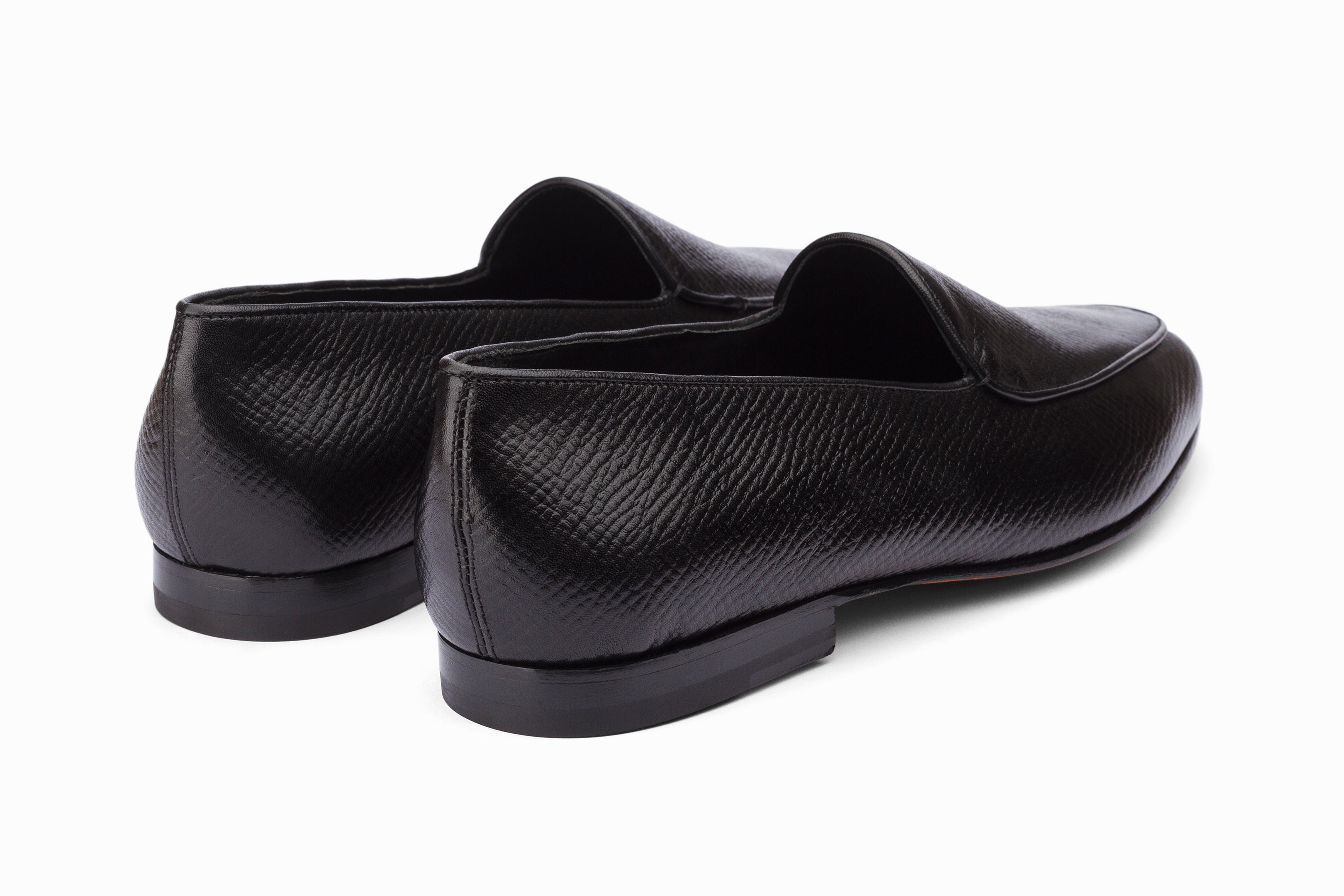 Premium Belgian Loafers for Men - Black Hatch Grain Leather Slip-On Dress Shoes | Comfortable & Stylish for Business, Office & Formal Occasions