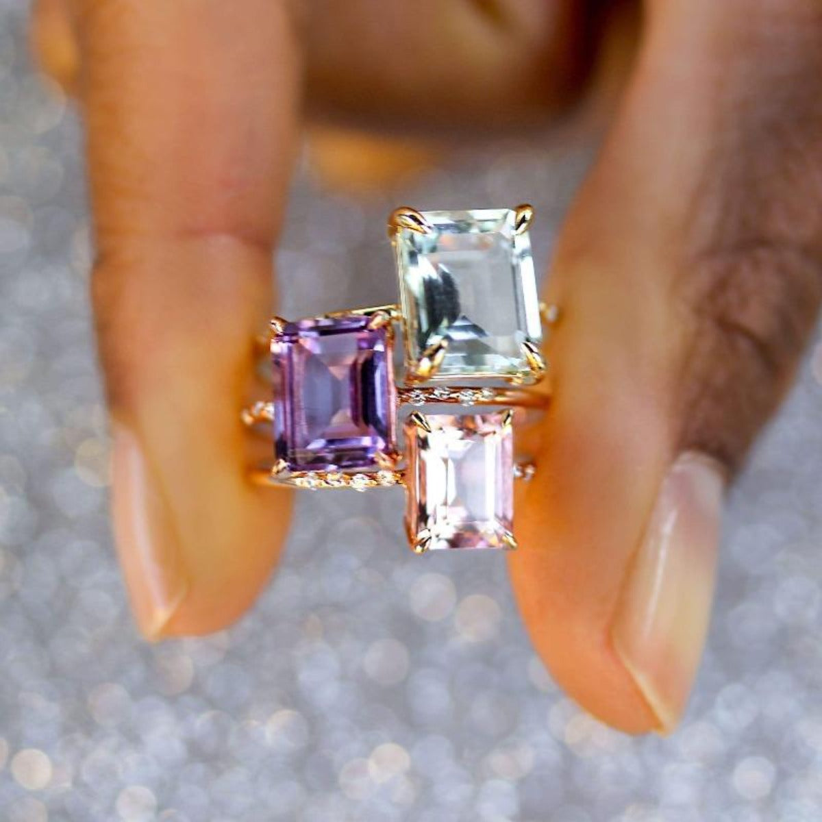 Stunning Large Starry Morganite Ring for Women - Elegant Rose Gold Engagement & Wedding Jewelry - Perfect for Proposals, Anniversaries, and Special Occasions