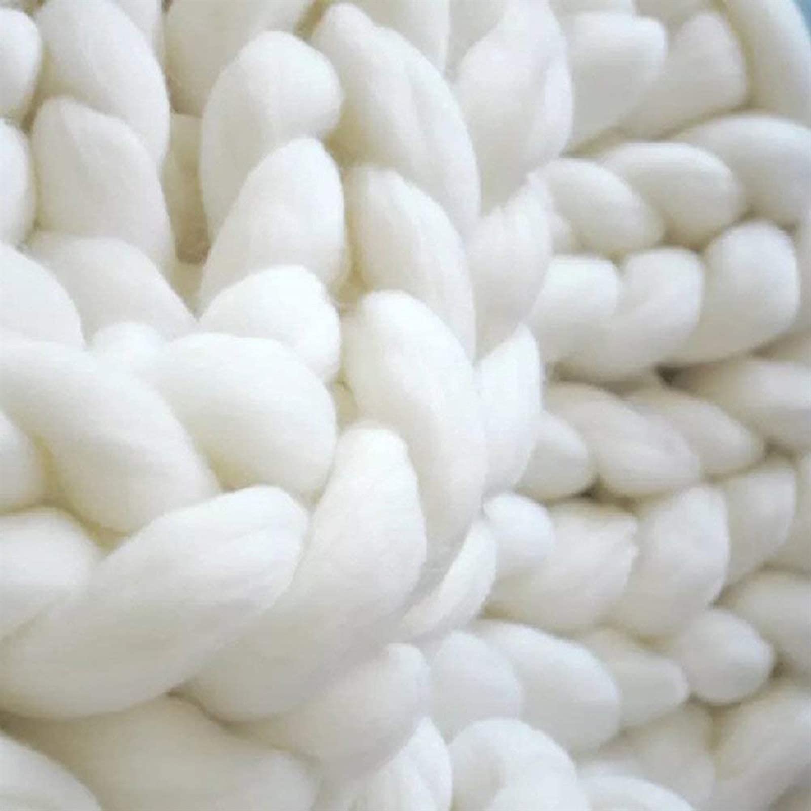 Handmade Chunky Knit Throw Blanket - Premium Merino Wool Cable Knit Blanket for Winter (47x71in/120x180cm, White) | Cozy Sofa Blanket, Bed Throw, Pet Bed Cover & Boho Home Decor