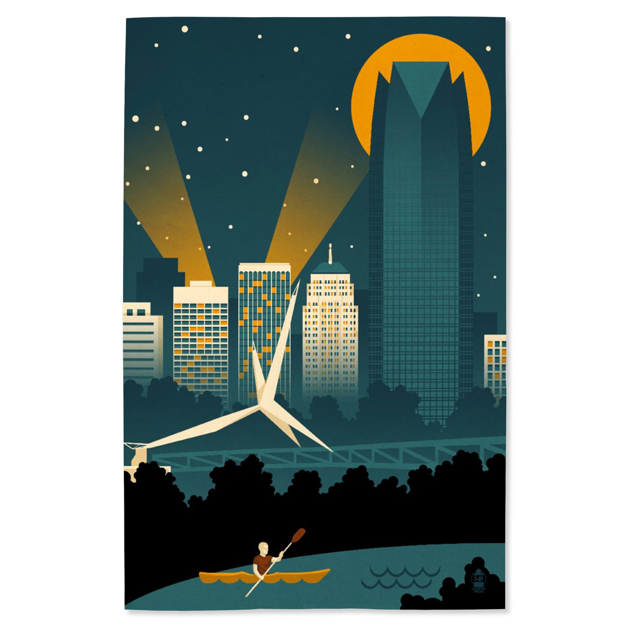 Lantern Press 16x24 Inch Giclee Art Print - Oklahoma City Skyline Retro Wall Decor - Frameless Vintage Oklahoma Poster for Home & Office
