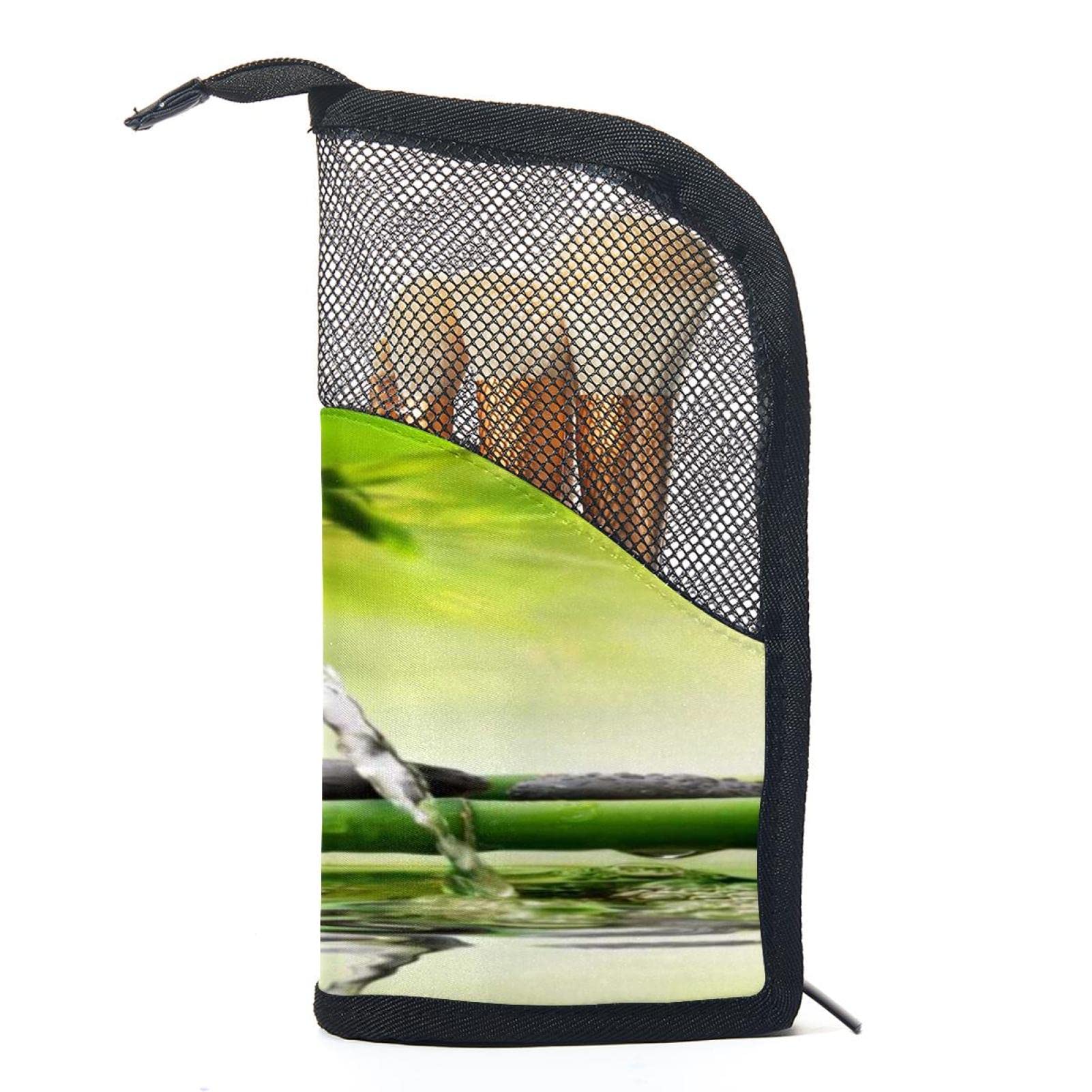 12-Piece Makeup Brush Organizer Bag with Scenic Stone River Design - Portable Travel Cosmetic Brush Holder Case for Home & On-The-Go Makeup Storage