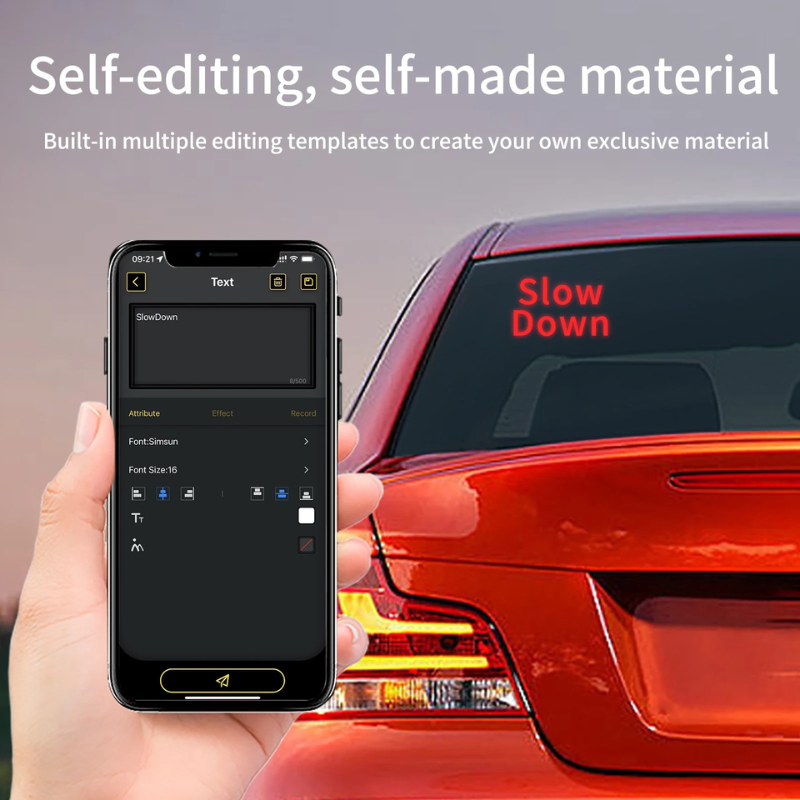 Dynamic LED Rear Display for Cars - High Visibility Car Rear Window Sign with Custom Messages for Safety & Advertising - Perfect for Taxis, Rideshares, Delivery & Emergency Vehicles