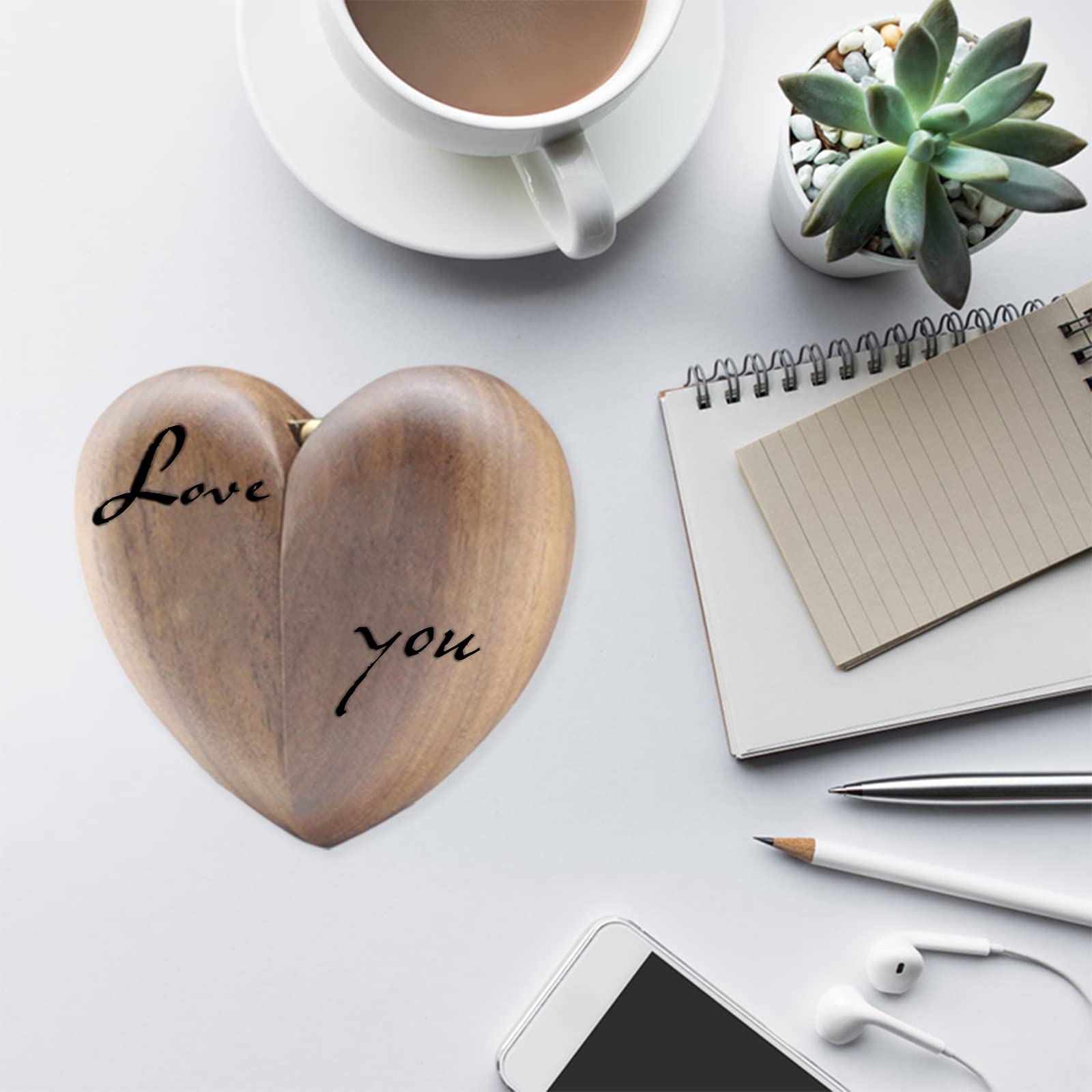 Custom Heart-Shaped Wooden Ring Box - Proposal & Wedding Gift