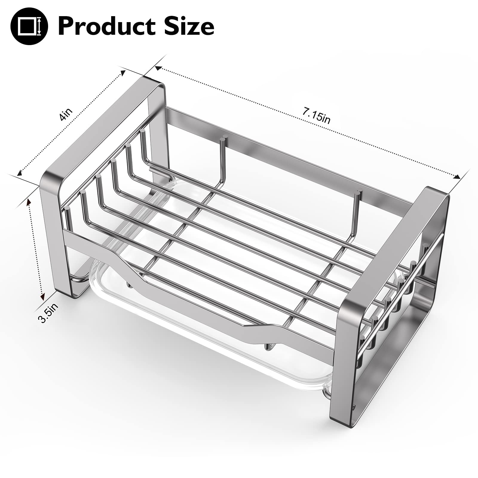 **Stainless Steel Kitchen Sink Caddy & Sponge Holder - 3-in-1 Sink Organizer for Sponges, Brushes & Soap - Space Saving Kitchen Storage Solution (Perfect for Small Kitchens & RVs)**