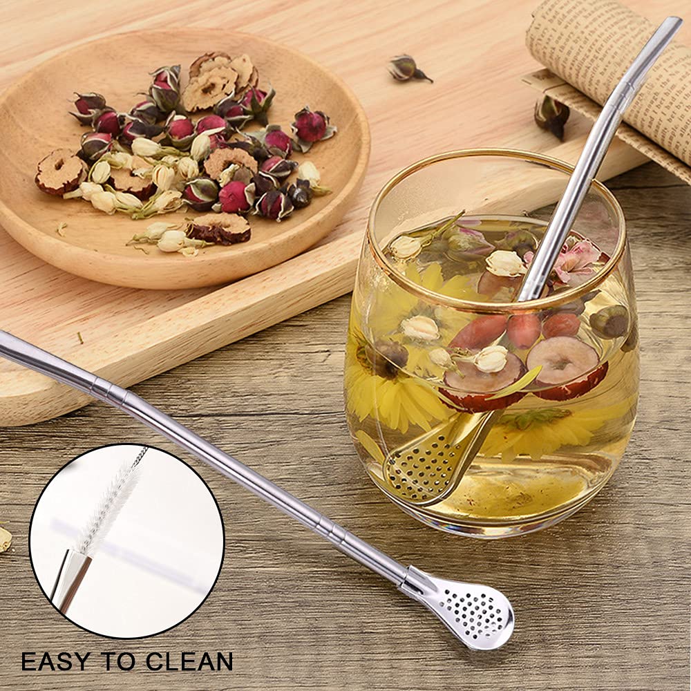 Stainless Steel Yerba Mate Bombilla Straw with Filter - 4 Pack for Tea & Coffee