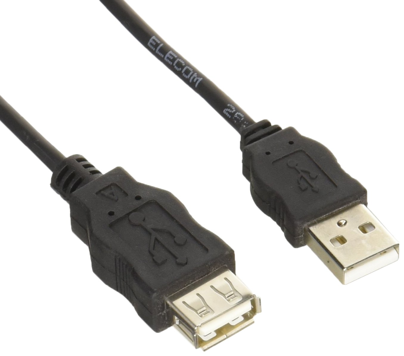 Elecom 9.8ft USB 2.0 Extension Cable (Male to Female) - High Speed Data Transfer, RoHS Compliant, Durable Black Cord for PC, Laptop, Printer, Gaming & Home Office Use