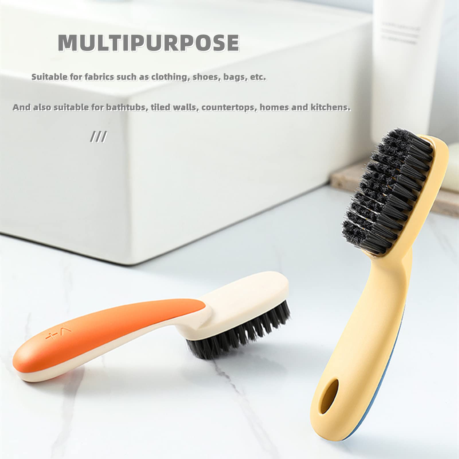 2-Pack Long Handle Shoe & Clothes Cleaning Brushes - Heavy Duty Scrub Brush with Non-Slip Grip for Laundry, Household Cleaning & Shoe Care - Perfect for Sneakers, Boots, Fabrics & Tough Stains