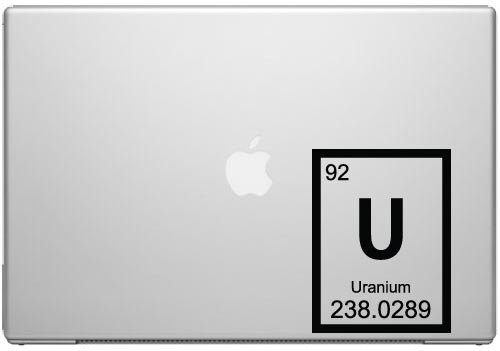 Uranium Periodic Element Science Car Tablet Art - Black Vinyl Decal for 13