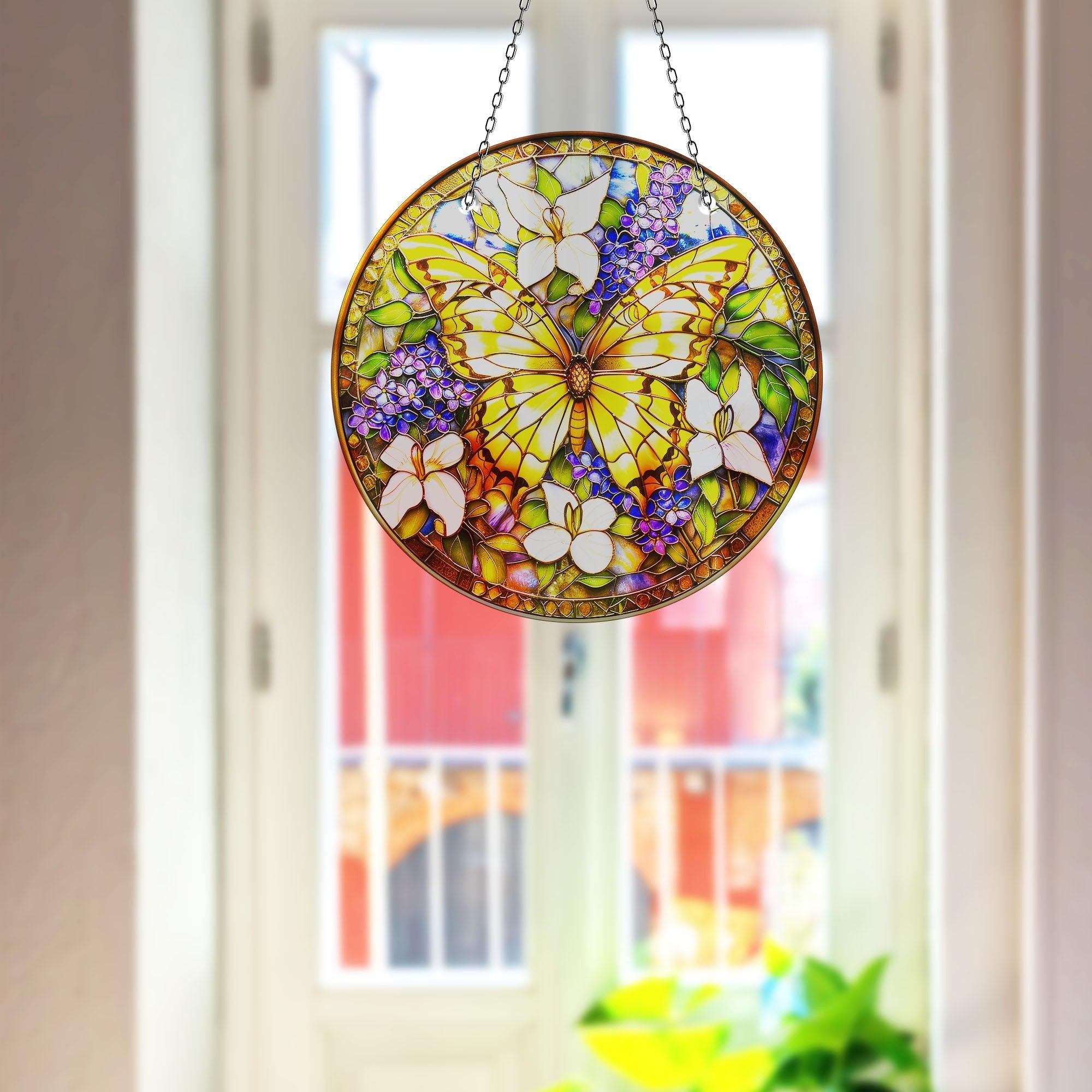 Vibrant Butterfly Suncatcher Window Decor - Handmade Stained Glass Sun Catchers for Home, Garden & Office - Perfect for Windows, Nursery & Gift Giving