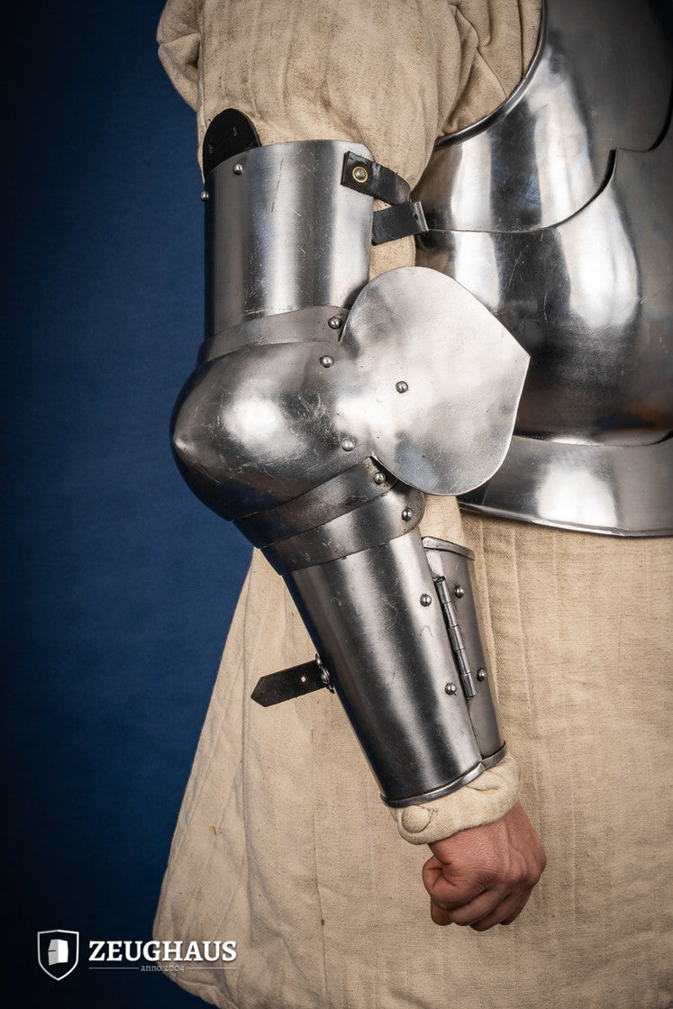 15th Century Medieval Armor - 1.6mm Polished Steel Knight Arm Armor for LARP, Cosplay & Historical Reenactment - Perfect for Renaissance Fairs, Theater Performances & Medieval Events