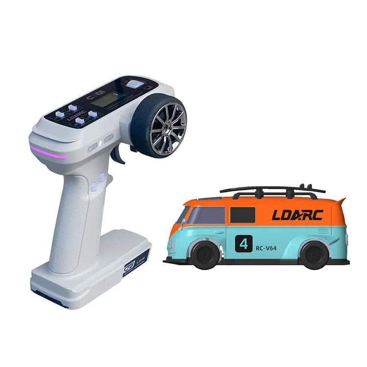 LDARC V64 Racing Van 1:64 Scale 2.4GHz RWD Remote Control RC Car with 4 Interchangeable Color Shells - High Speed Mini RC Vehicle for Kids & Adults, Perfect for Indoor Racing & Collectible Display