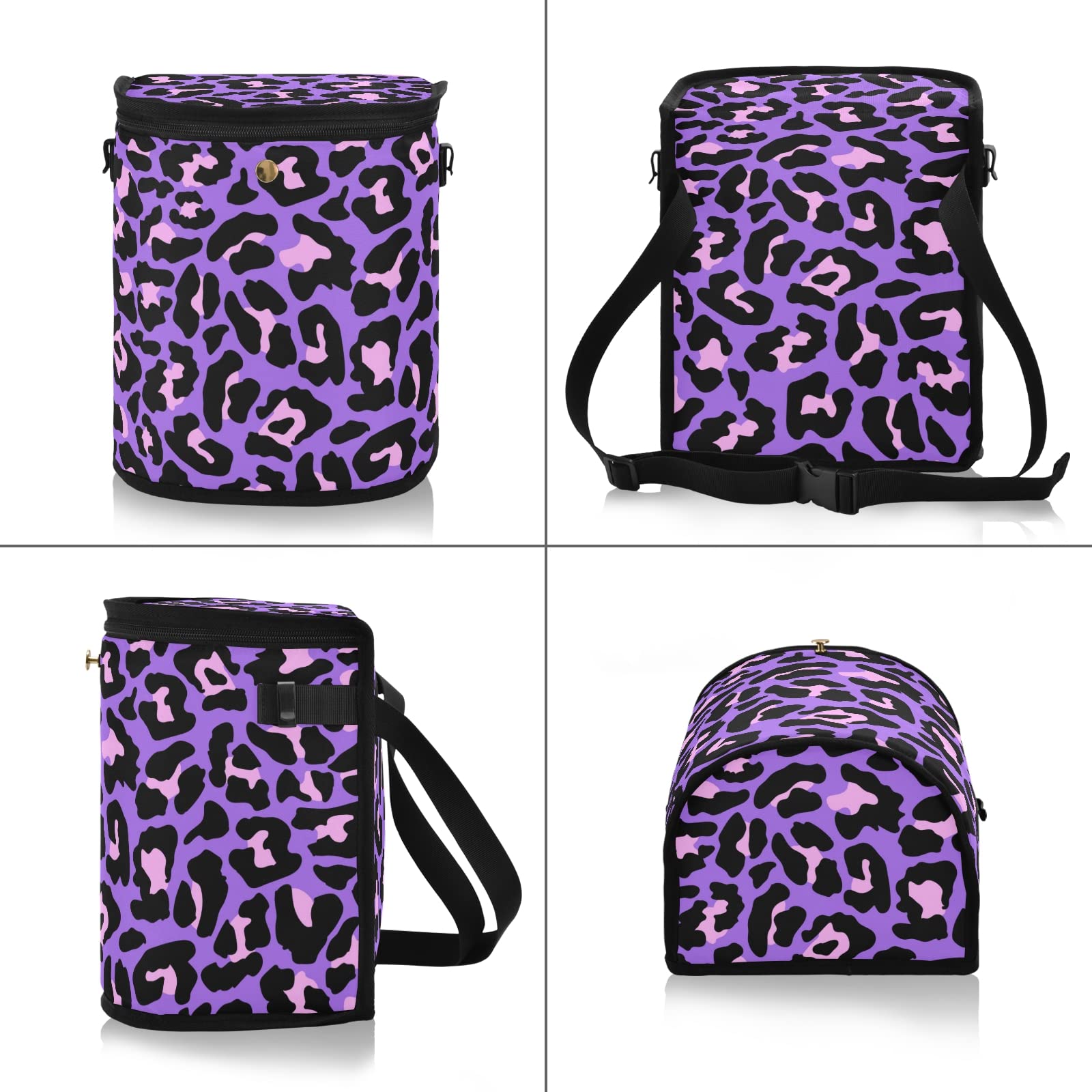 **Tarity Leak-Proof Car Trash Can with Aluminum Film - Waterproof Hanging Car Garbage Bin, Multipurpose Vehicle Organizer Storage Bag for Waste Disposal - Purple Leopard Print - Ideal for Road Trips, Commuting & Travel**