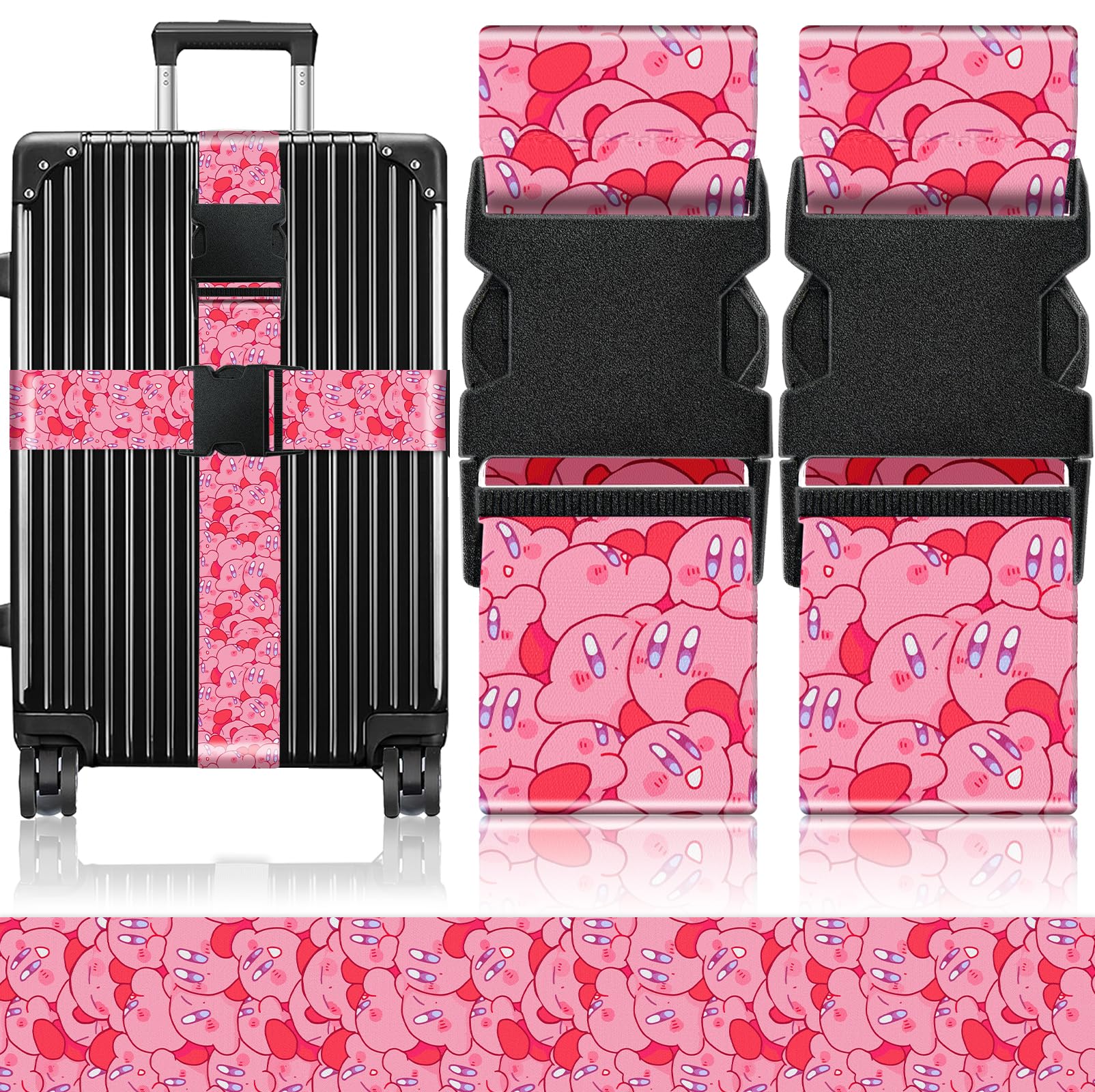 **Akkya Adjustable Nylon Luggage Straps for Suitcases - 2 Pack Travel Belt Accessories with Buckle, Cartoon Over Handle - Perfect for Sleeping Bags, Car Seats & Secure Luggage Connection**