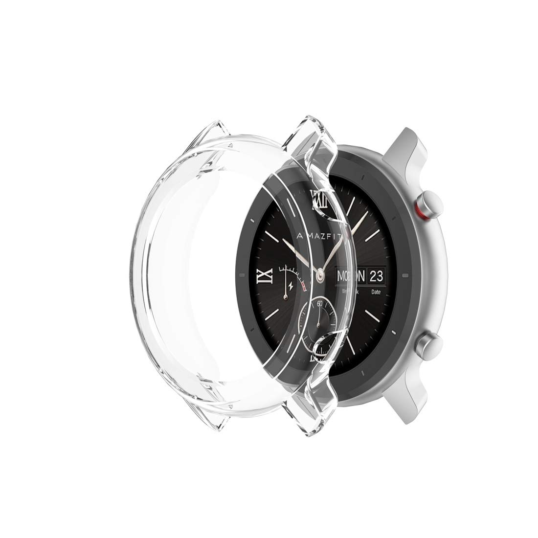 Amazfit GTR 47mm TPU Protective Case - Transparent White Cover for Huami Smartwatch | Durable Scratch-Resistant Half Case for Workout, Running & Daily Use
