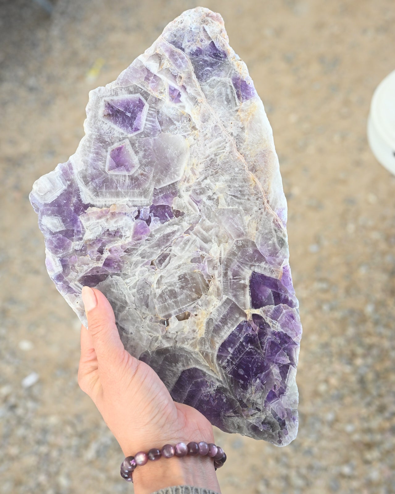 Natural Chevron Dream Amethyst Slab - Premium Healing Crystal for Meditation, Home Decor & Spiritual Gifts | Perfect for Yoga Rooms, Office Desks & Crystal Collections