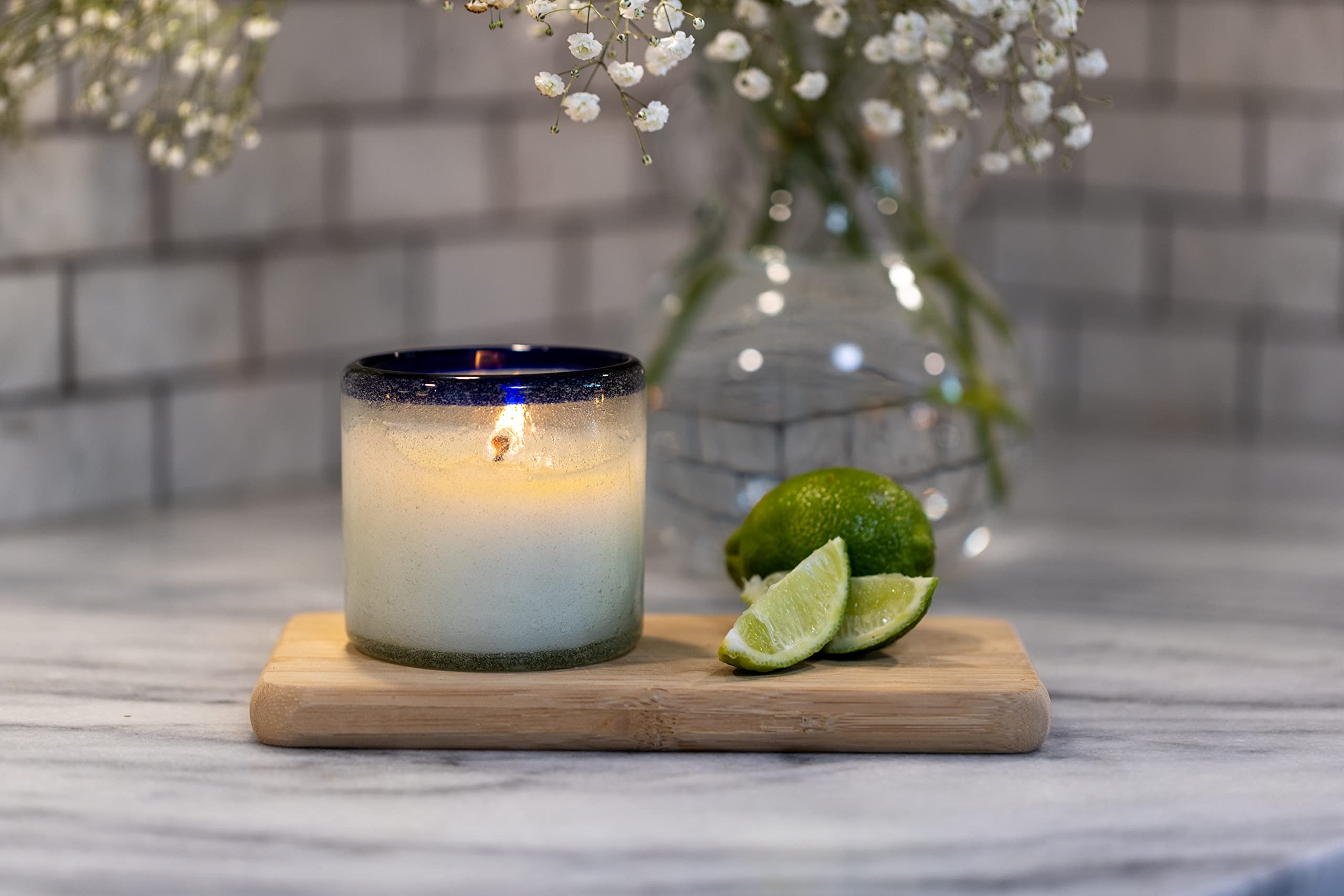 Paddywax Coastal La Playa Scented Candle - Hand-Blown Glass Artisan Candle, 9oz Salted Blue Agave Fragrance - Perfect for Home Decor, Relaxation & Beach-Themed Gifts