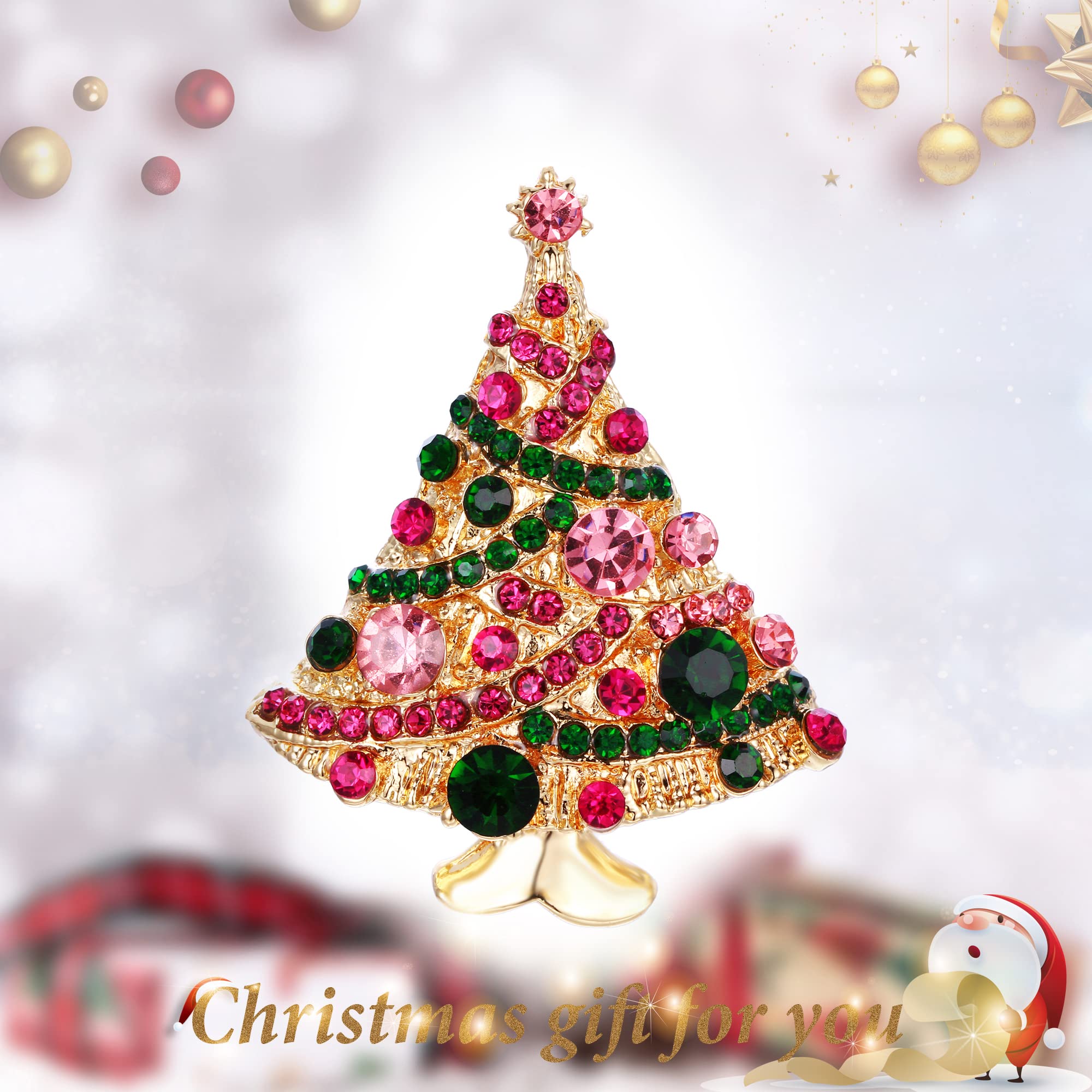 EVER FAITH Christmas Tree Brooch Pin with Austrian Crystals - Elegant Holiday Jewelry for Streamers, Party Wear & Gift Giving