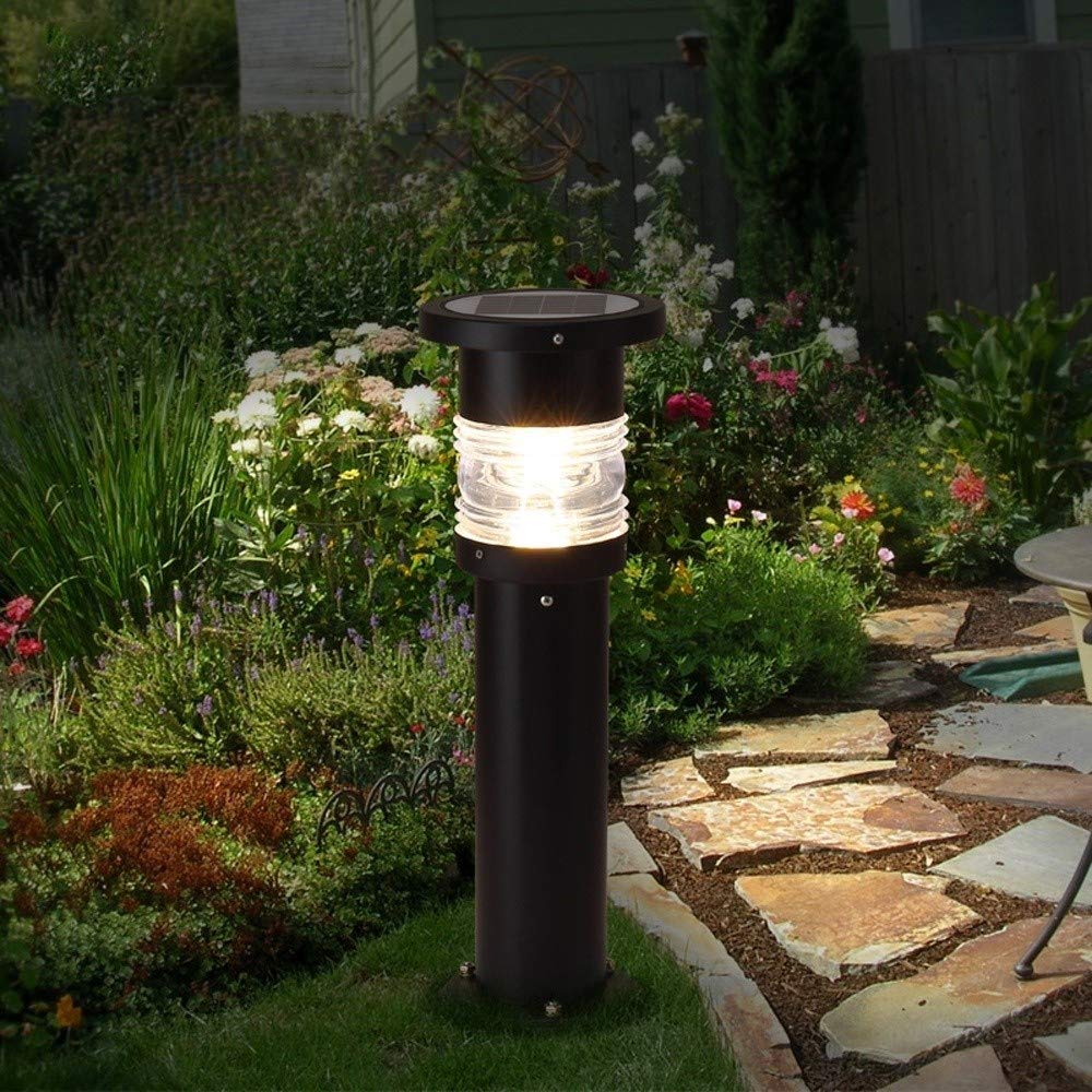 Waterproof Solar LED Outdoor Garden Light - Modern Black Aluminum Cylinder Pathway Lamp for Courtyard, Lawn & Patio | Weatherproof Landscape Lighting for Pathways, Driveways & Backyard Decor