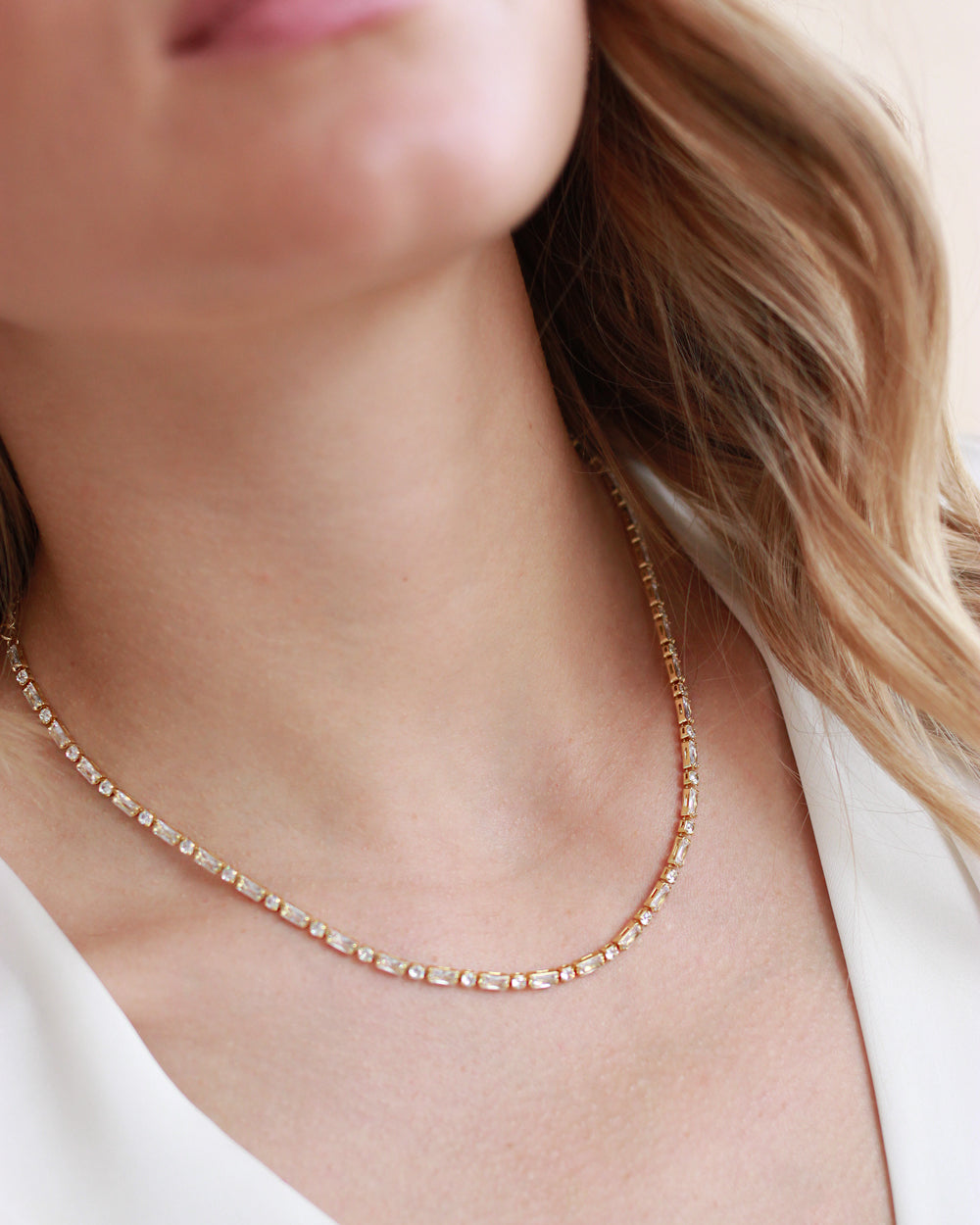 Zara CZ Tennis Necklace for Women - 14K Gold Plated Cubic Zirconia Elegant Jewelry | Perfect for Weddings, Parties & Special Occasions