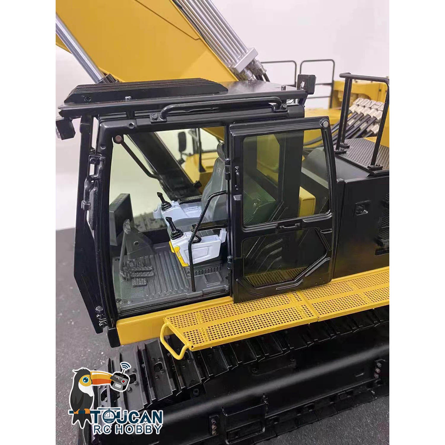 1/14 Scale RC Hydraulic Demolition Excavator Toy - 374 UHD 3-Section Boom RTR Digger with Flysky PL18EV Radio, Realistic Sound & Light System - Construction Site Simulation, Kids Outdoor Play, Collector's Model
