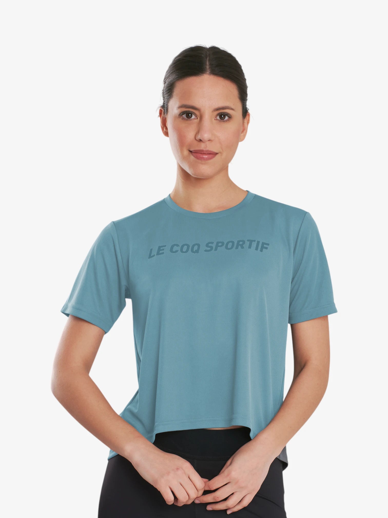 Le Coq Sportif Women's Training T-Shirt - Light Blue | Breathable & Comfortable Workout Top for Gym, Running & Yoga