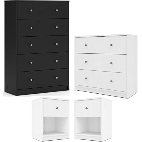 Home Square 4-Piece Bedroom Furniture Set - 2 Dresser Chests & 2 Wood Nightstands for Master Bedroom or Guest Room Decor