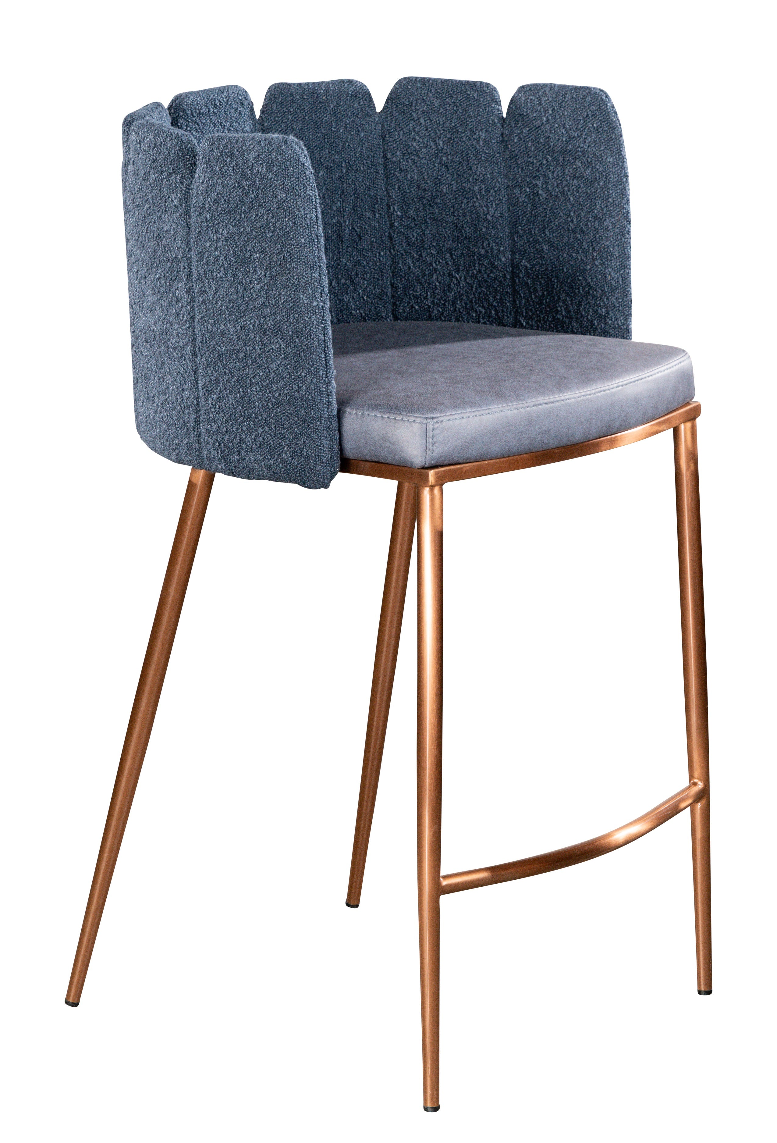 Blue and Bronze Marbella Counter Stool - Modern Kitchen Bar Stool with Metal Base for Dining Room, Breakfast Nook & Home Decor