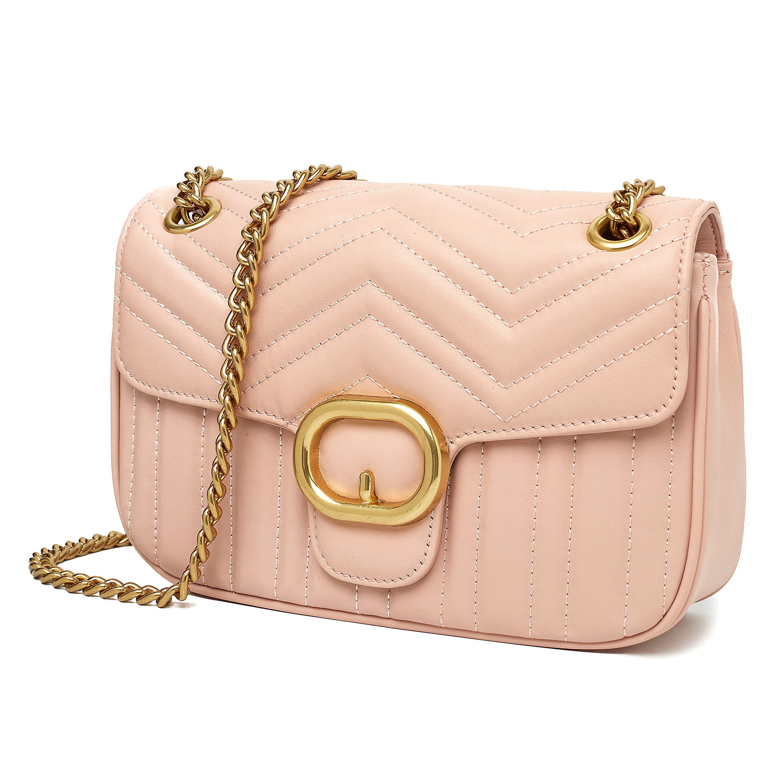 Chrysansmile Genuine Leather Quilted Crossbody Bag for Women - Stylish Shoulder Purse with Detachable Chain - Perfect for Work, Travel & Evening Out