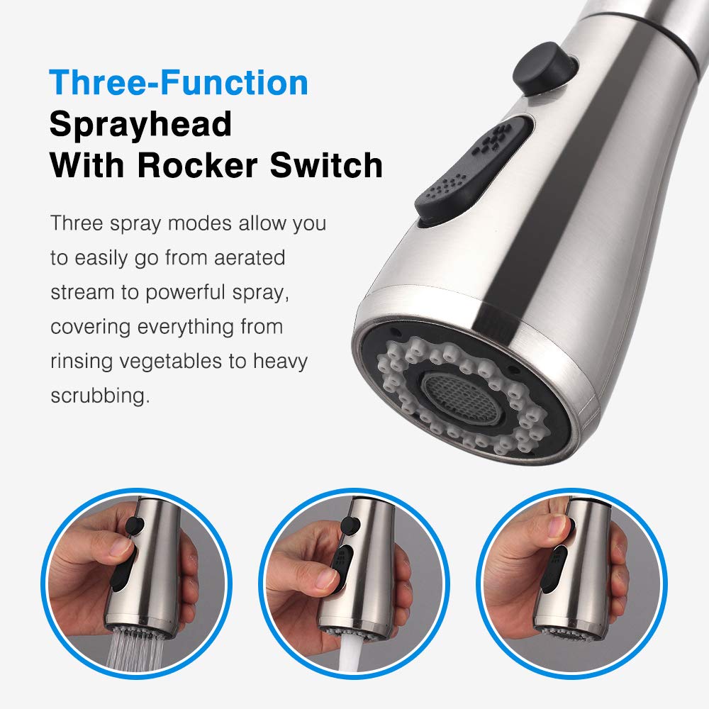 Smart Touch Kitchen Faucet with Pull Down Sprayer - Brushed Stainless Steel, Hands-Free Operation for Easy Cooking & Cleaning - Perfect for Modern Kitchens & Busy Home Chefs