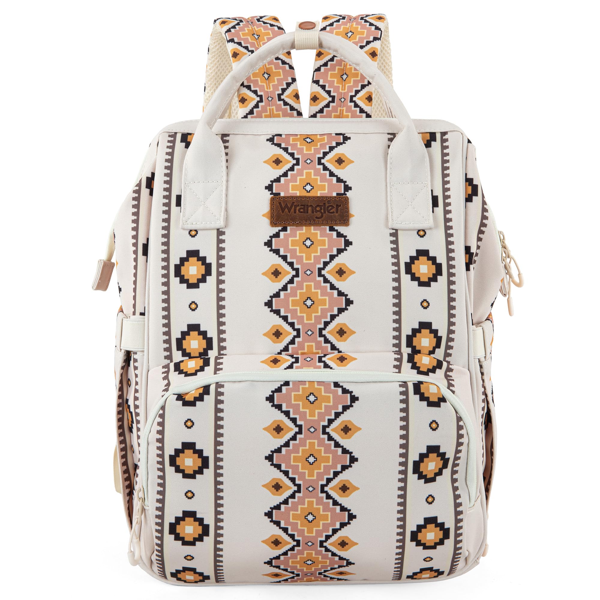 Montana West x Wrangler Aztec Print Diaper Backpack - Waterproof Insulated Multi-Function Travel Bag for Moms | Western Style Baby Carrier with Pockets | Perfect for Daycare, Travel & Outdoor Adventures