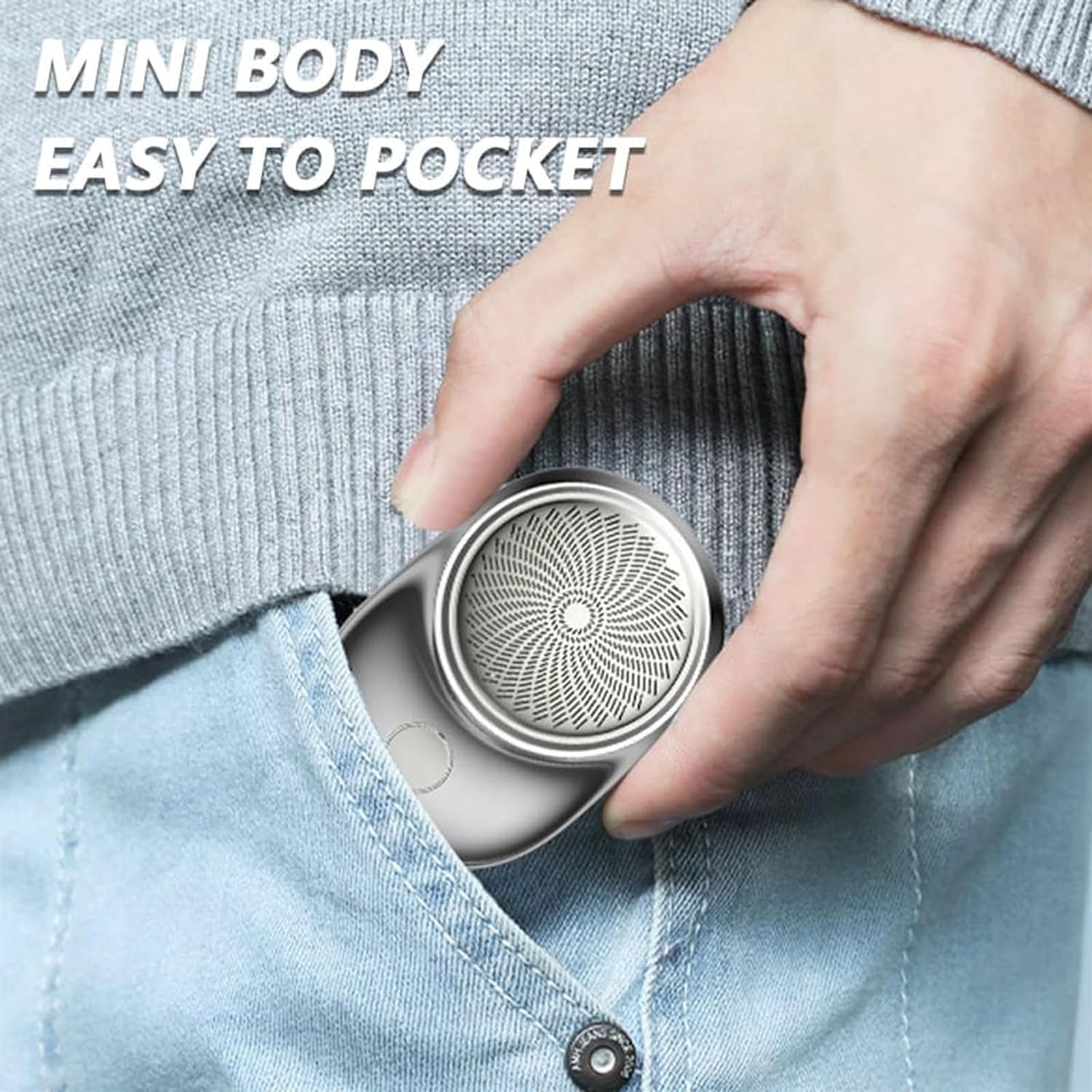 Epocra Mini Electric Shaver for Men - Portable Rechargeable Wet/Dry Waterproof Shaver with Powerful Motor - Travel & Gym Essential - Perfect for Home, Office & On-the-Go Grooming (Sapphire Blue)