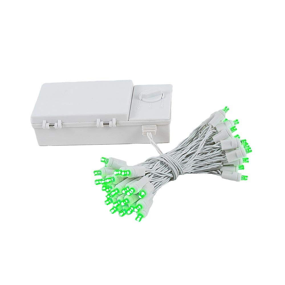 50 LED Battery Operated Christmas Mini Lights - Green Wire Novelty String Lights (17 Feet) for Holiday Decorations, Parties, Weddings & Indoor/Outdoor Decor