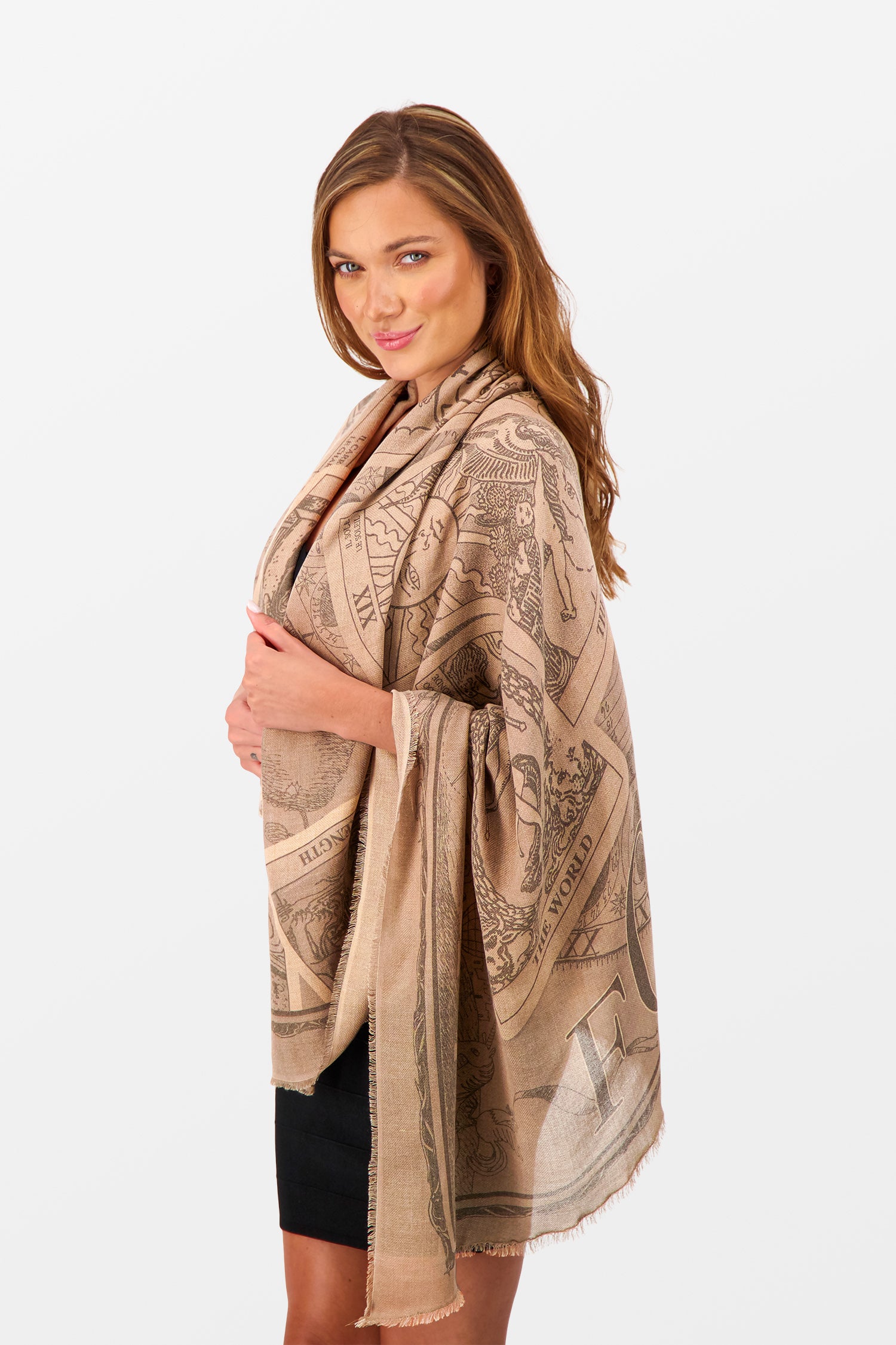 Faliero Sarti Beige Luck Scarf - Premium Italian Cashmere Wrap for Women - Perfect for Office, Travel and Special Occasions