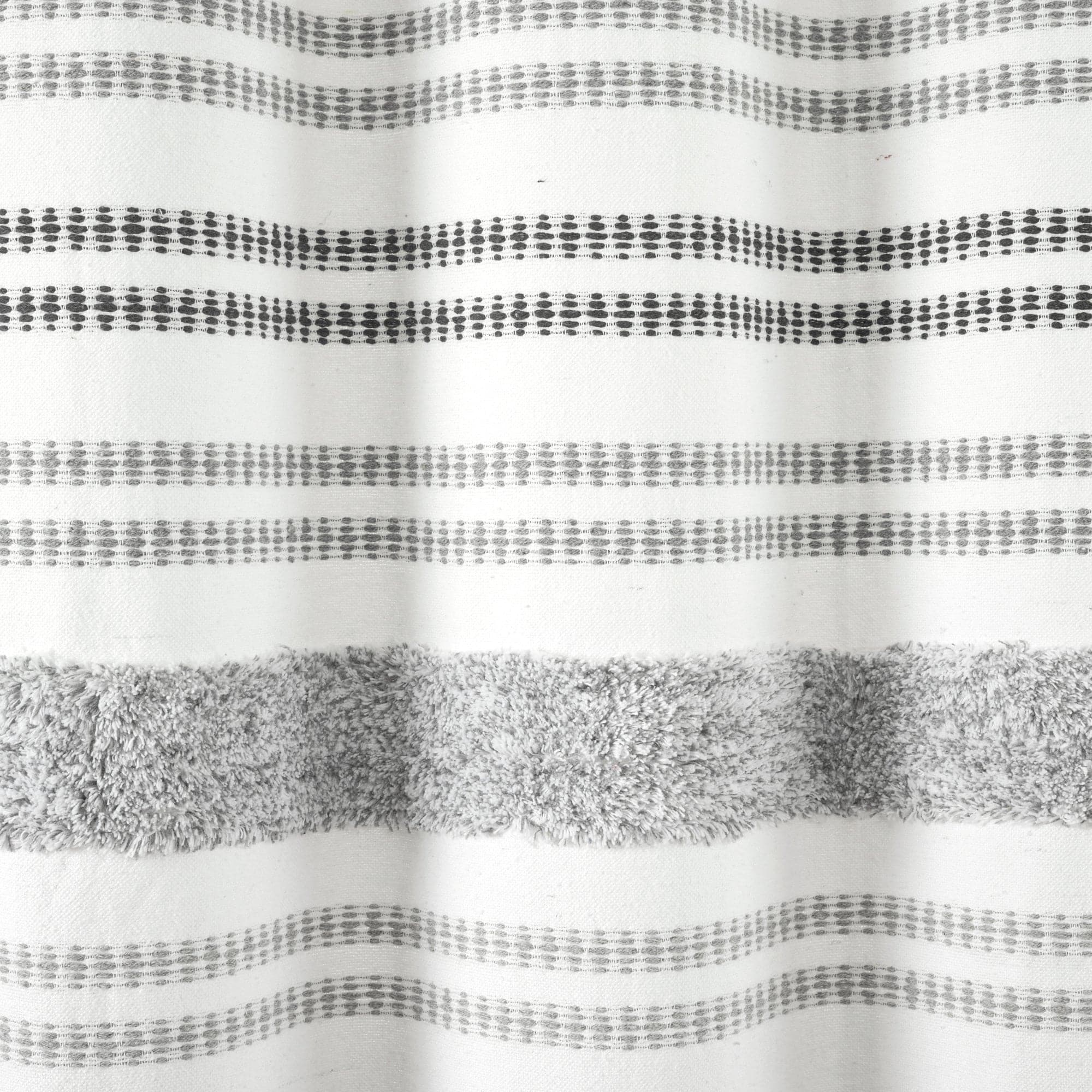 Eco-Friendly Modern Tufted Striped Cotton Blend Shower Curtain - Waterproof Bathroom Decor for Farmhouse & Boho Style Homes