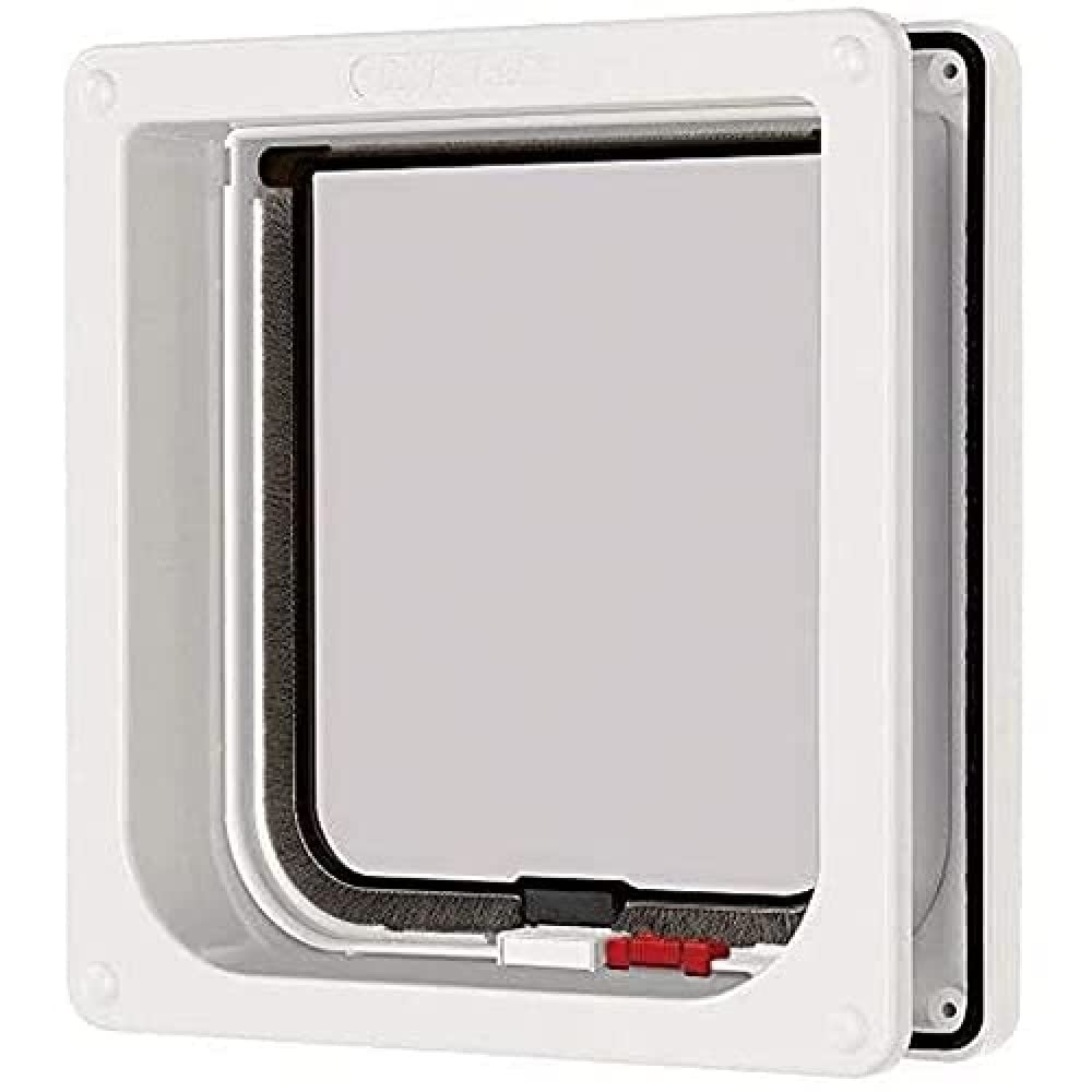 Lockable Cat Flap with Door Liner - White | Secure Pet Door for Indoor/Outdoor Cats | Perfect for Homes, Apartments & Backyard Access