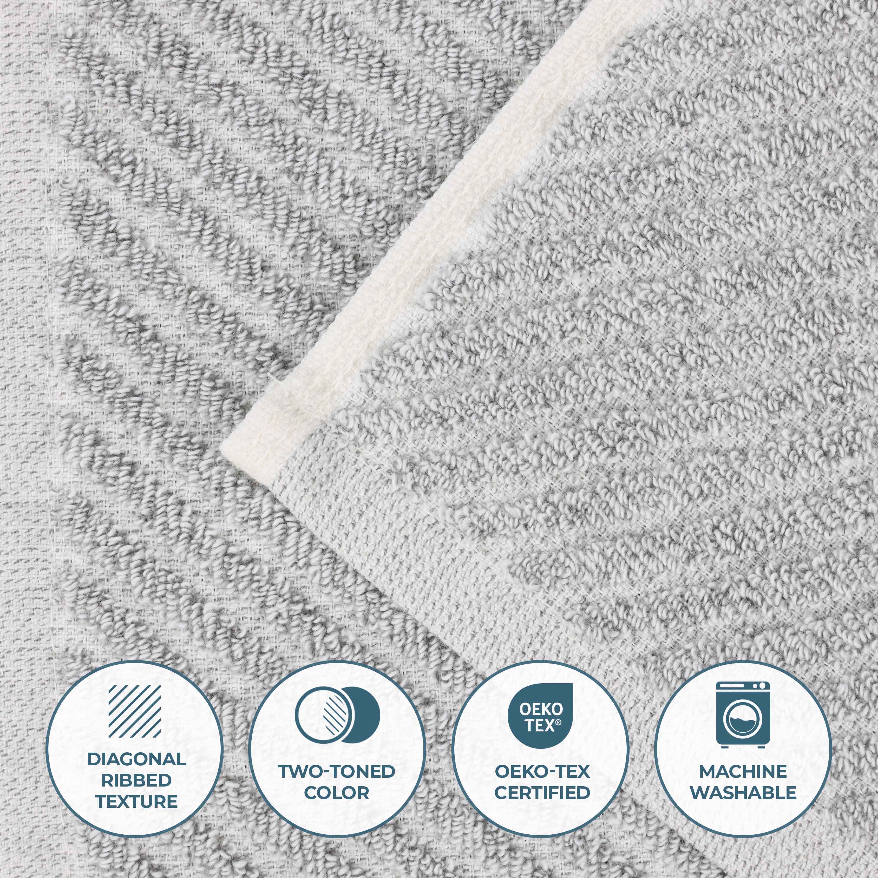 Premium 6-Piece Cotton Blend Towel Set - Soft, Absorbent & Medium Weight with Diagonal Stripes - Perfect for Bathroom, Spa & Guest Use