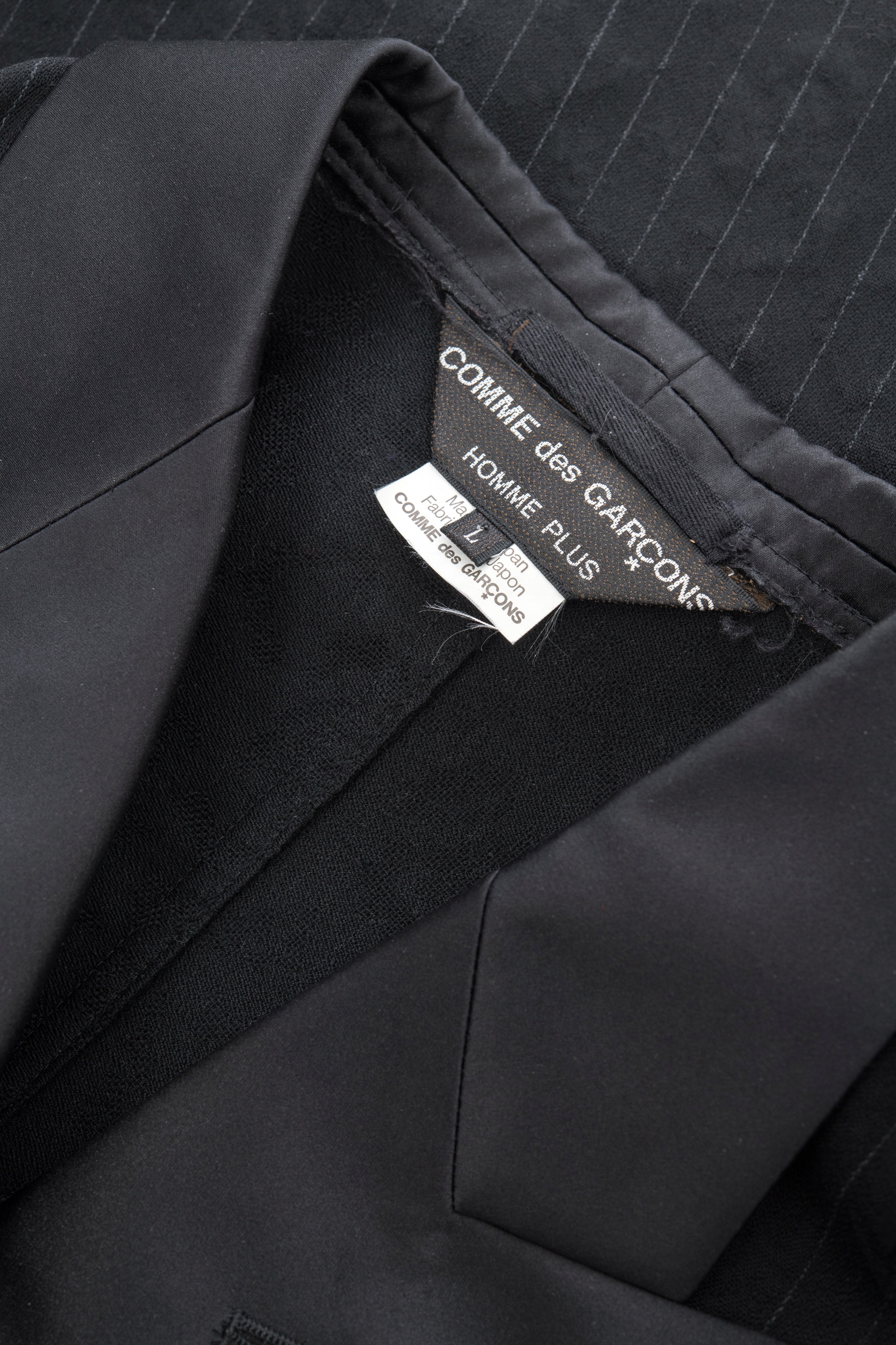 Comme Des Garcons Homme Plus Black Pinstripe Wool Tuxedo Jacket for Men | Formal Wear & Evening Events | Wedding, Gala & Special Occasion Outfit