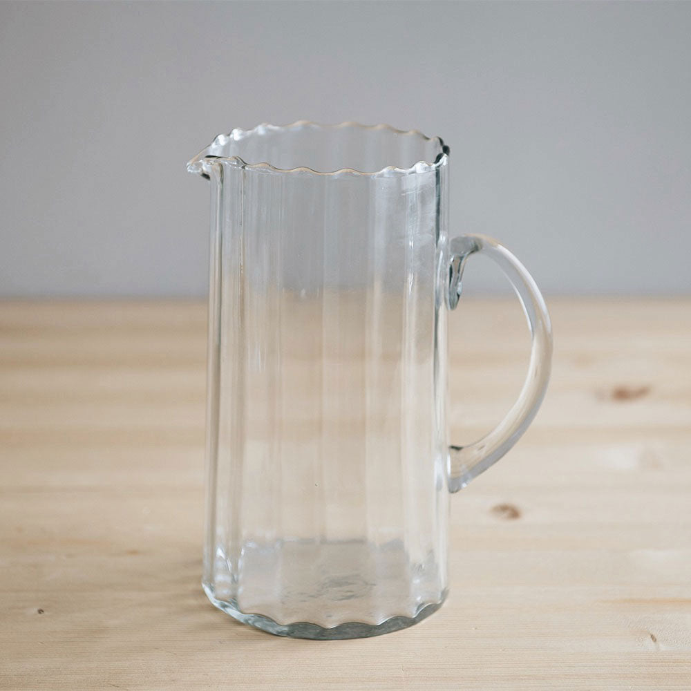 Eco-Friendly Recycled Glass Ripple Pitcher - 64oz Water Carafe with Elegant Wave Design | Perfect for Iced Tea, Lemonade & Summer Beverages Serving