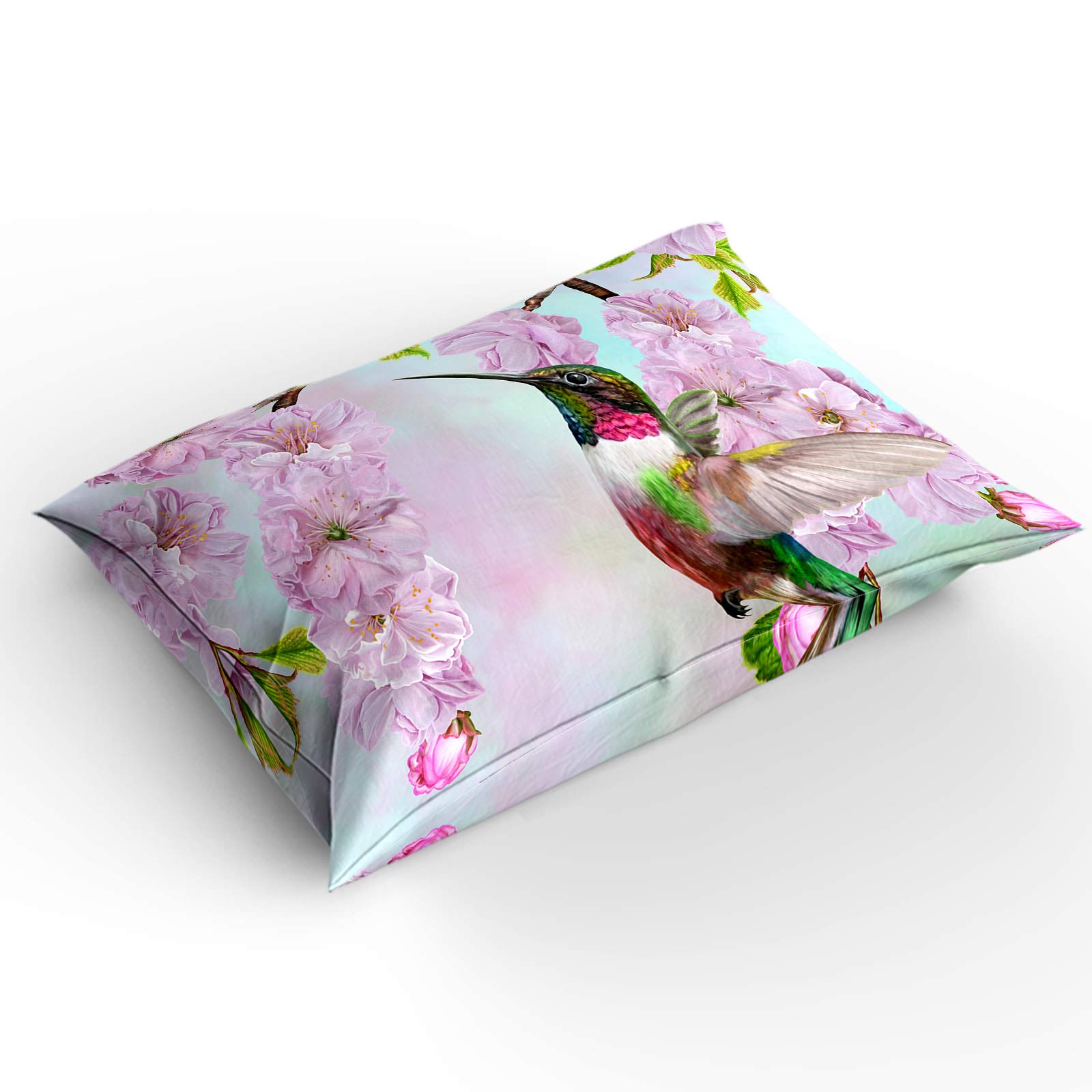 3 Piece California King Comforter Cover Set - Hummingbird Among Cherry Blossoms Oil Painting Duvet Cover, Soft Bedding Set for Kids, Teens & Adults (1 Duvet Cover + 2 Pillowcases) - Perfect for Master Bedroom, Guest Room & Dorm Decor
