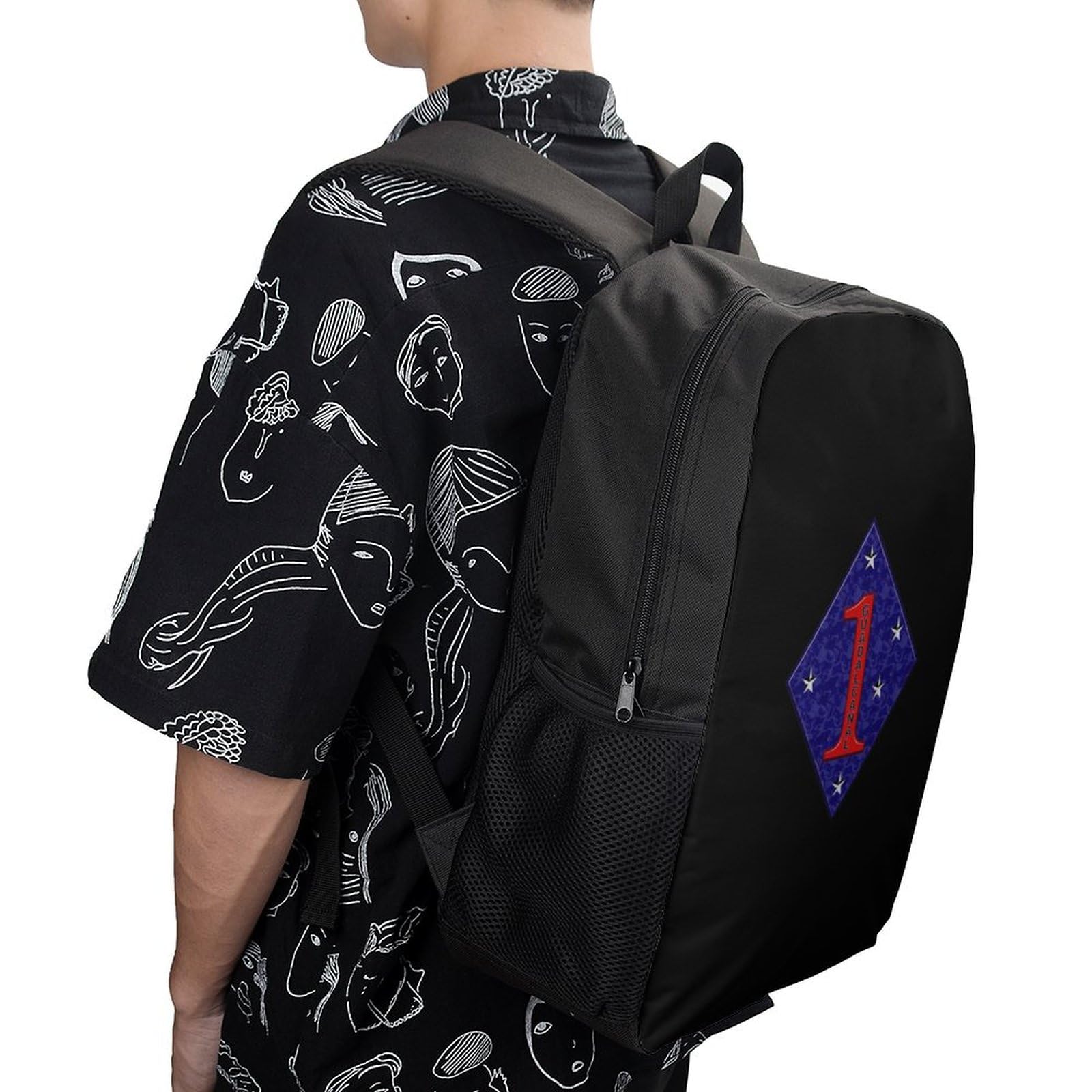 1st Marine Division Backpack - 17 Inch Laptop Backpack for Men & Women, Durable 3D Printed Military Style Computer Bag for School, Work & Travel | USMC Tactical Gear for Students & Professionals