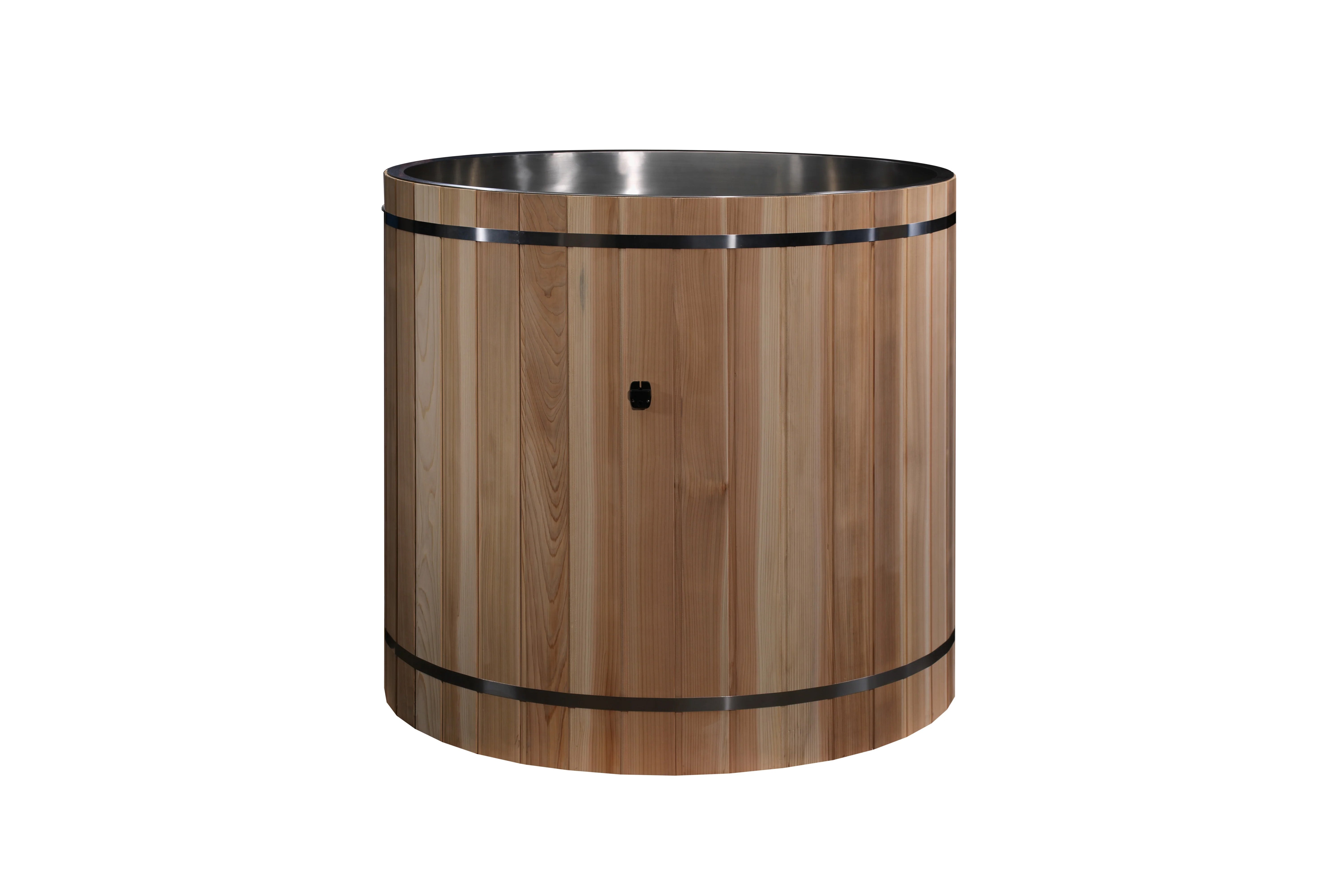 Premium Cold Plunge Barrel for Athletes - Pacific Cedar Wood Cold Therapy Tub with 304 Stainless Steel - Ideal for Post-Workout Recovery & Muscle Pain Relief