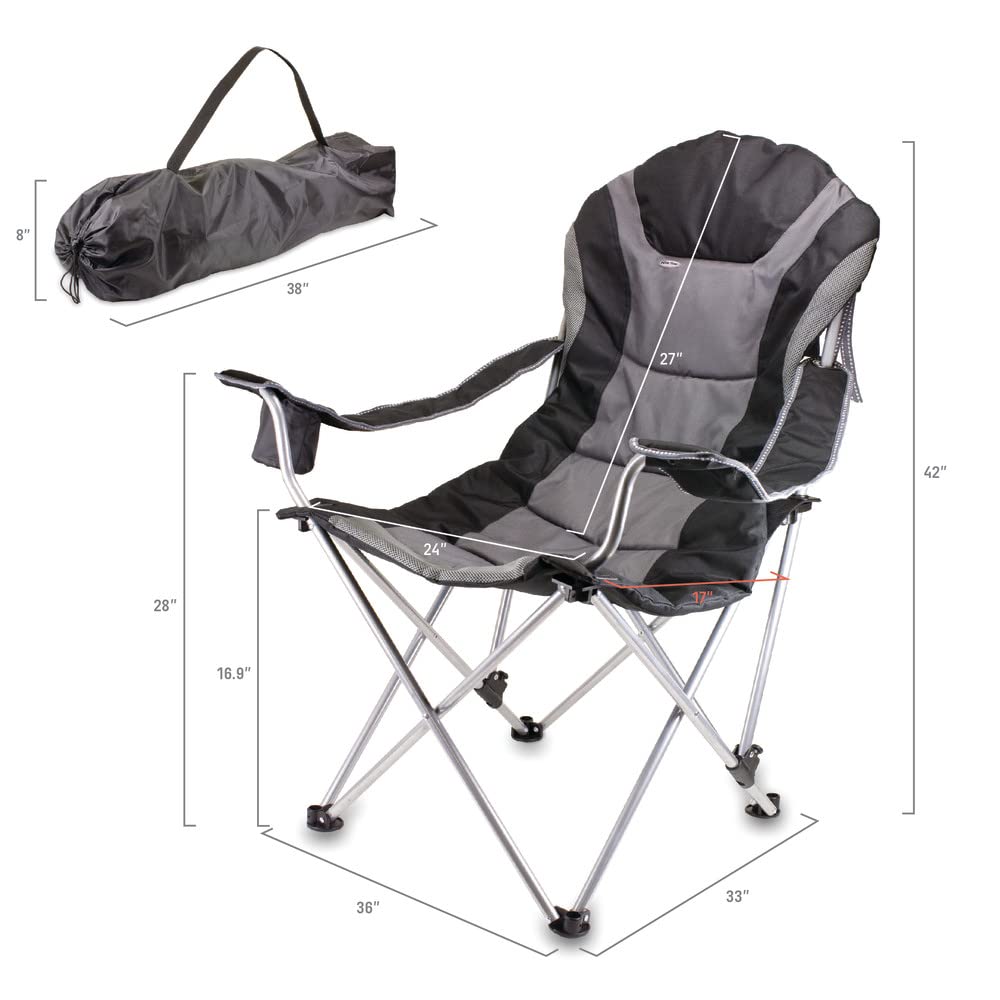 PICNIC TIME NCAA Arkansas Razorbacks Reclining Camping Chair - Portable Folding Beach Chair for Adults with Carry Bag - Perfect for Tailgating, Camping, and Outdoor Events