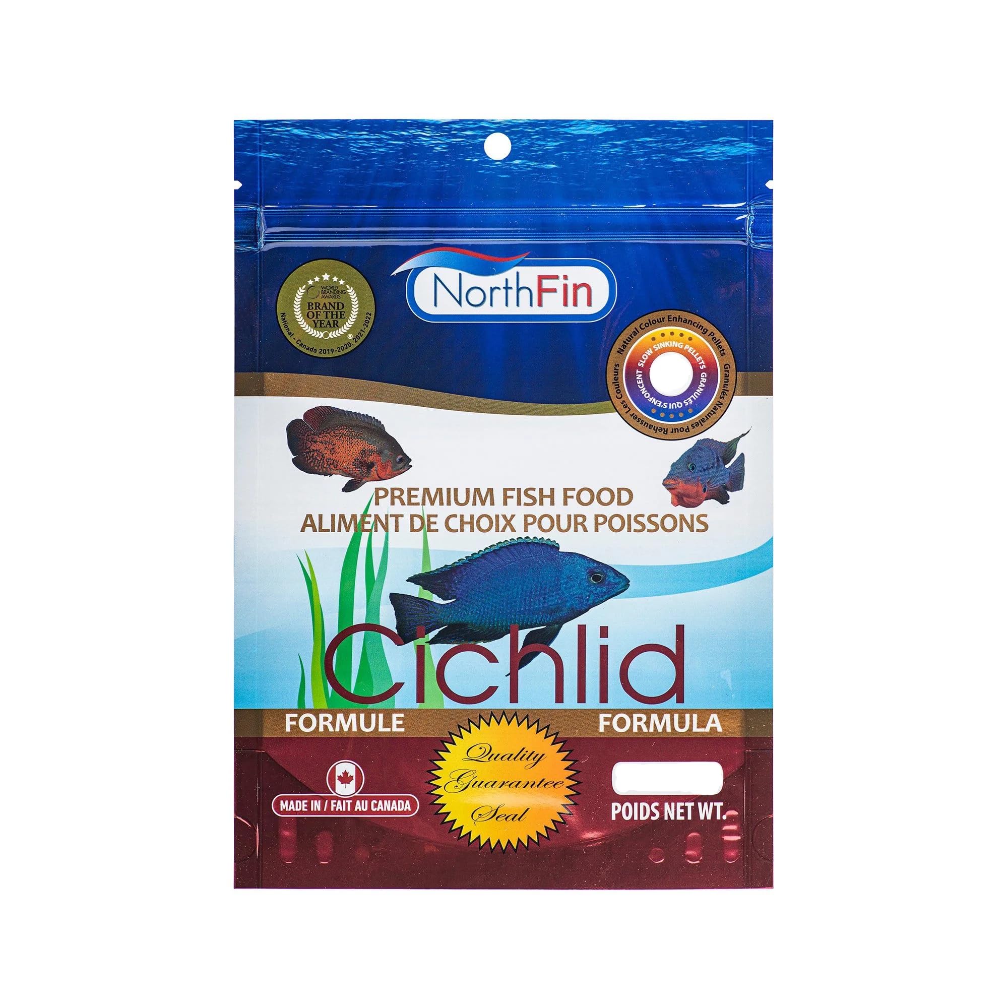 Premium Northfin Cichlid Formula Fish Food - Slow Sinking 2mm Pellets (250g) | High-Protein Natural Diet for Vibrant Color & Fast Growth | No Fillers, No Hormones | Made in Canada | Ideal for African & South American Cichlids in Home Aquariums