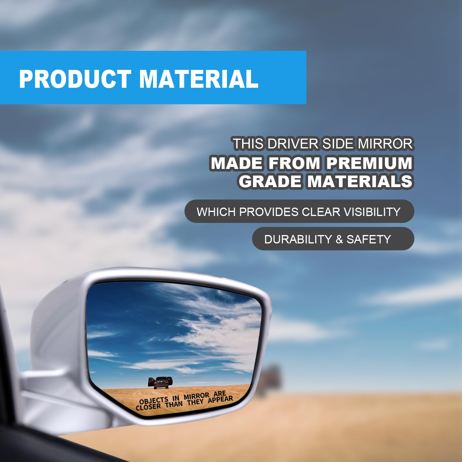 2008-2012 Honda Accord Passenger Side Heated Power Mirror Replacement - Right Side Rear View Mirror Glass Plate for Enhanced Visibility in Rain & Winter Driving