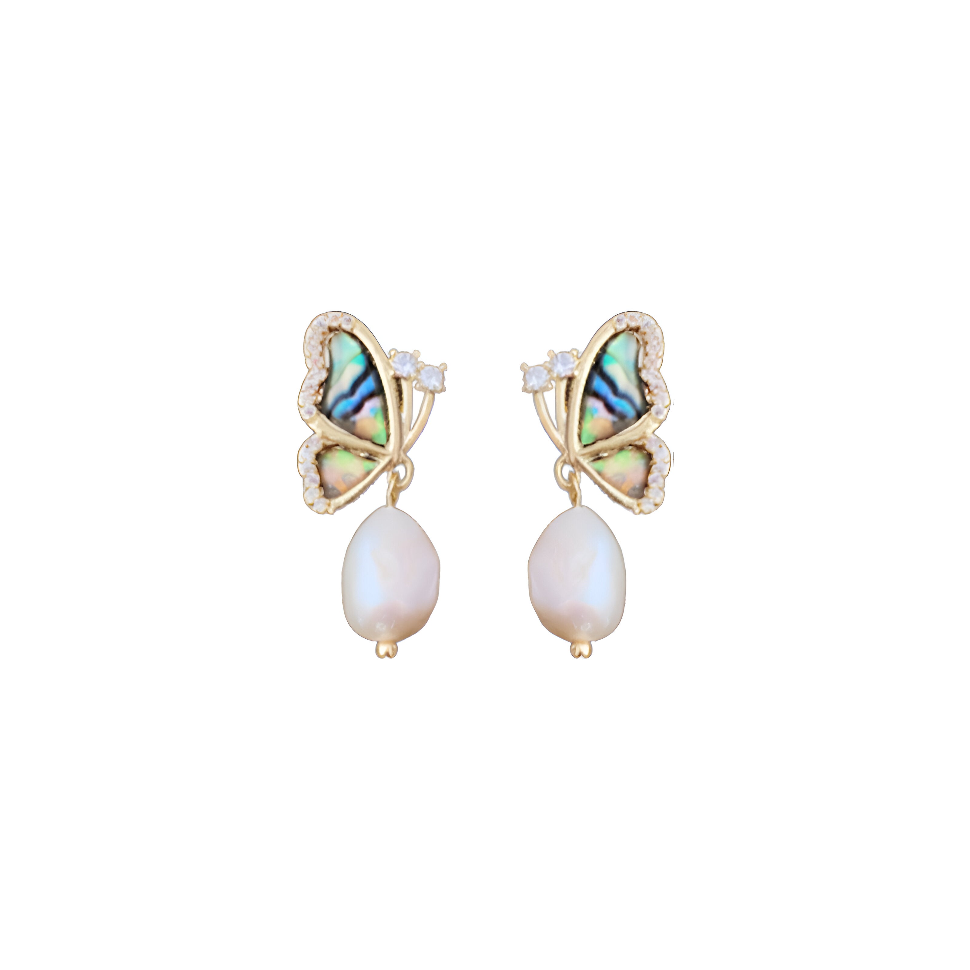 Baroque Freshwater Pearl Butterfly Drop Earrings for Women | Elegant Dangle Earrings with Unique Baroque Pearls | Perfect for Weddings, Parties & Special Occasions